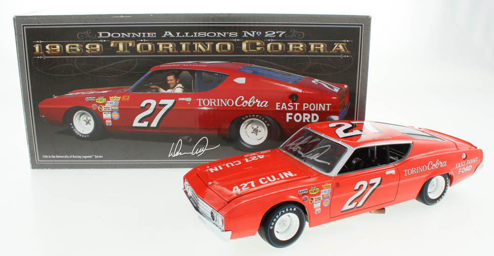 Donnie Allison Signed NASCAR #27 1969 Torino Cobra 1:24 Premium Diecast Car (PA COA) at PristineAuction.com Donnie Allison Signed NASCAR #27 1969 Torino Cobra 1:24 Premium Diecast Car (PA COA) at PristineAuction.com
