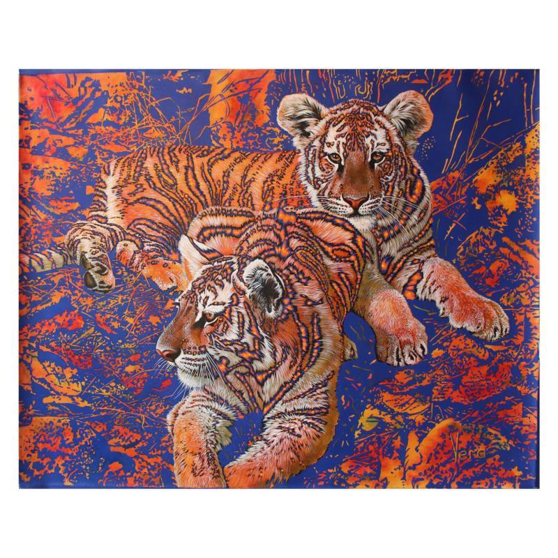 Vera V. Goncharenko Signed "Big Wild Cats" 39x31 Original Oil on Canvas at PristineAuction.com Vera V. Goncharenko Signed "Big Wild Cats" 39x31 Original Oil on Canvas at PristineAuction.com