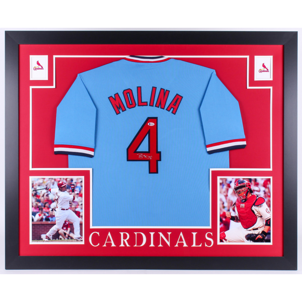 Yadier Molina Signed St. Louis Cardinals 35x43 Custom Framed Jersey