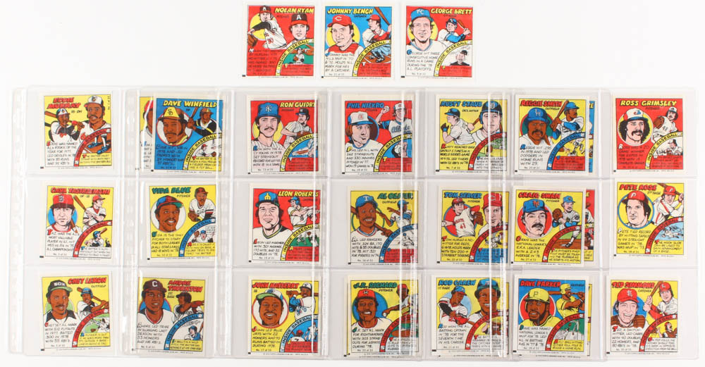 Complete Set of (33) 1979 Topps Comics Baseball Cards with #9 George Brett, #4 Nolan Ryan, #21 Johnny Bench
