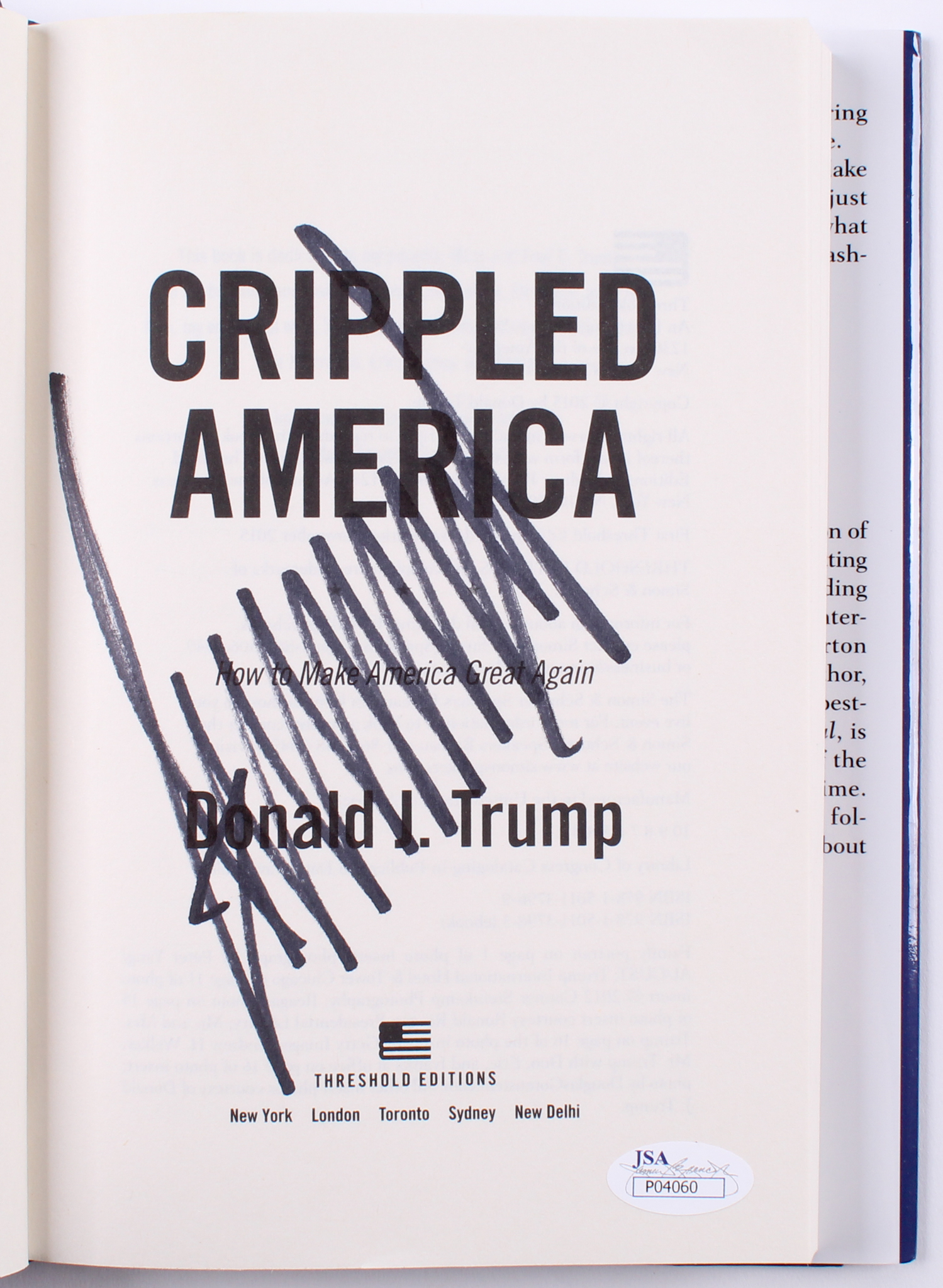 Donald Trump Signed "Crippled America" Hardcover Book (JSA COA) at PristineAuction.com Donald Trump Signed "Crippled America" Hardcover Book (JSA COA) at PristineAuction.com