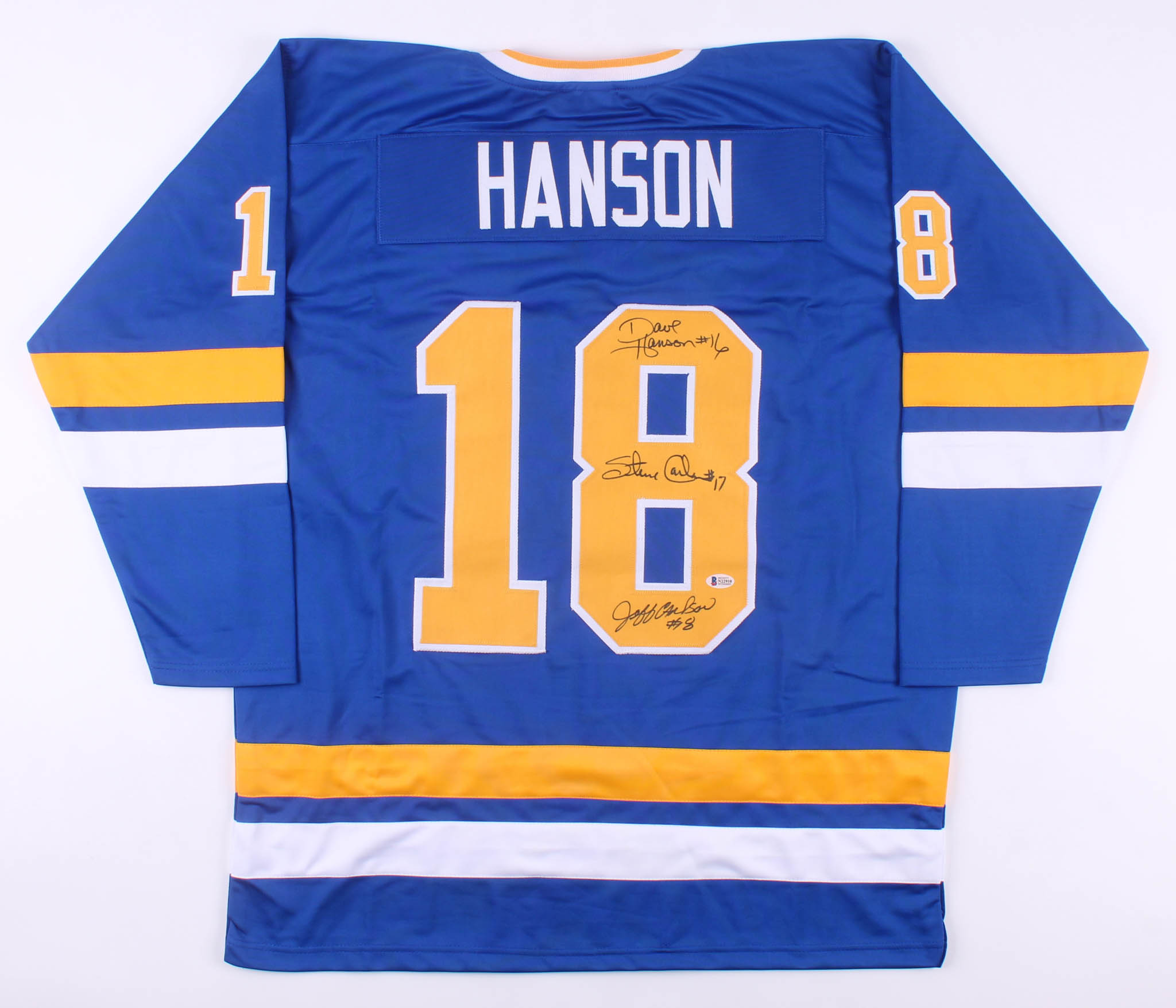 Dave Hanson, Steve Carlson & Jeff Carlson Signed Hanson Brothers "Slap Shot" Charlestown Chiefs Jersey (Beckett COA) at PristineAuction.com Dave Hanson, Steve Carlson & Jeff Carlson Signed Hanson Brothers "Slap Shot" Charlestown Chiefs Jersey (Beckett COA) at PristineAuction.com