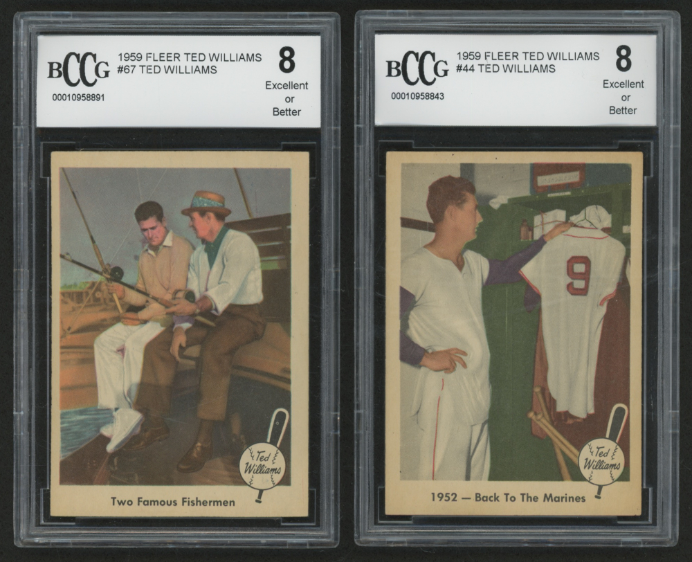 Lot of (2) BCCG Graded 1959 Fleer Ted Williams Baseball Cards with 44