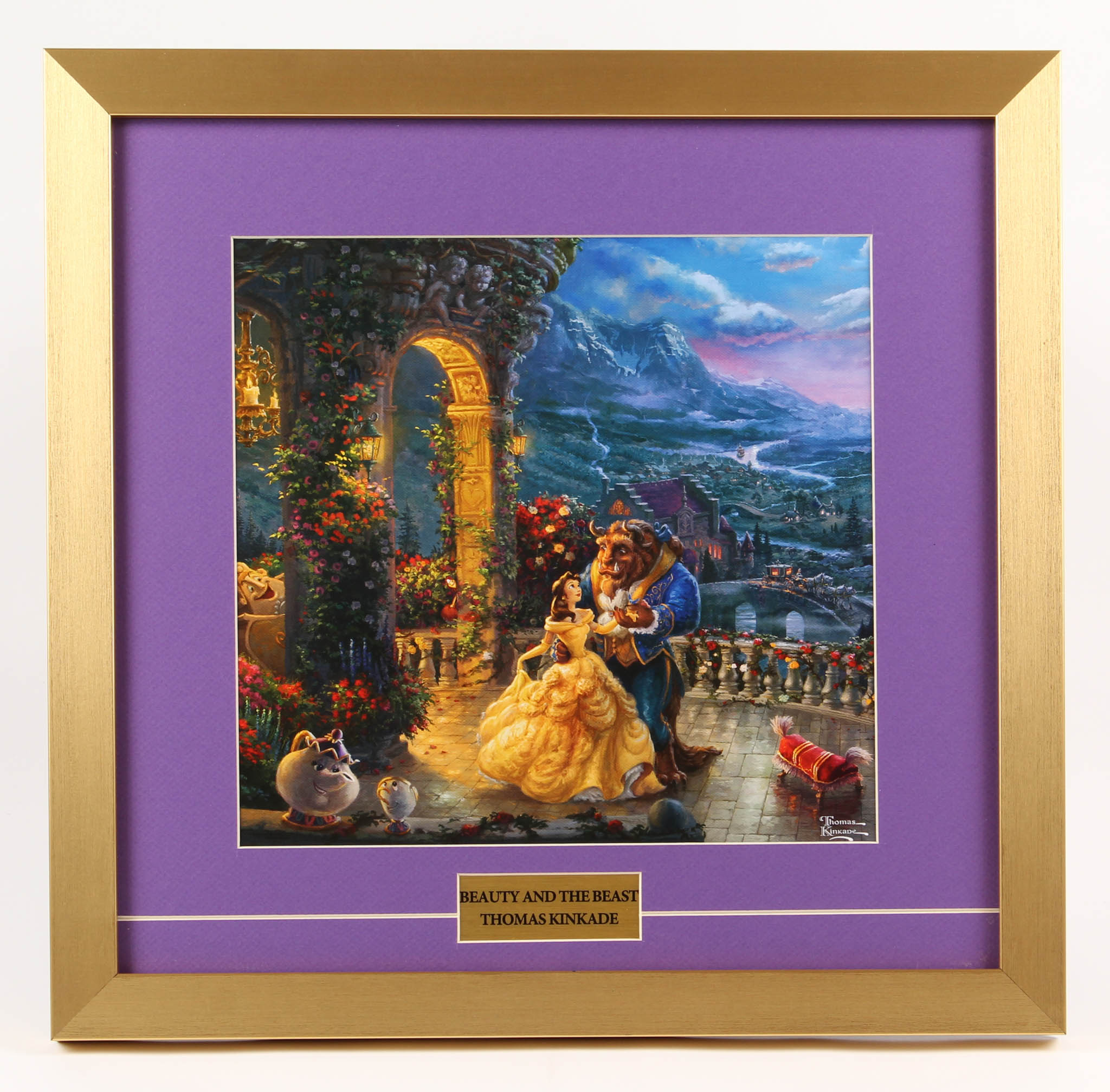 Thomas Kinkade Walt Disney's "Beauty and the Beast" 17.5x18 Custom Framed Print at PristineAuction.com Thomas Kinkade Walt Disney's "Beauty and the Beast" 17.5x18 Custom Framed Print at PristineAuction.com