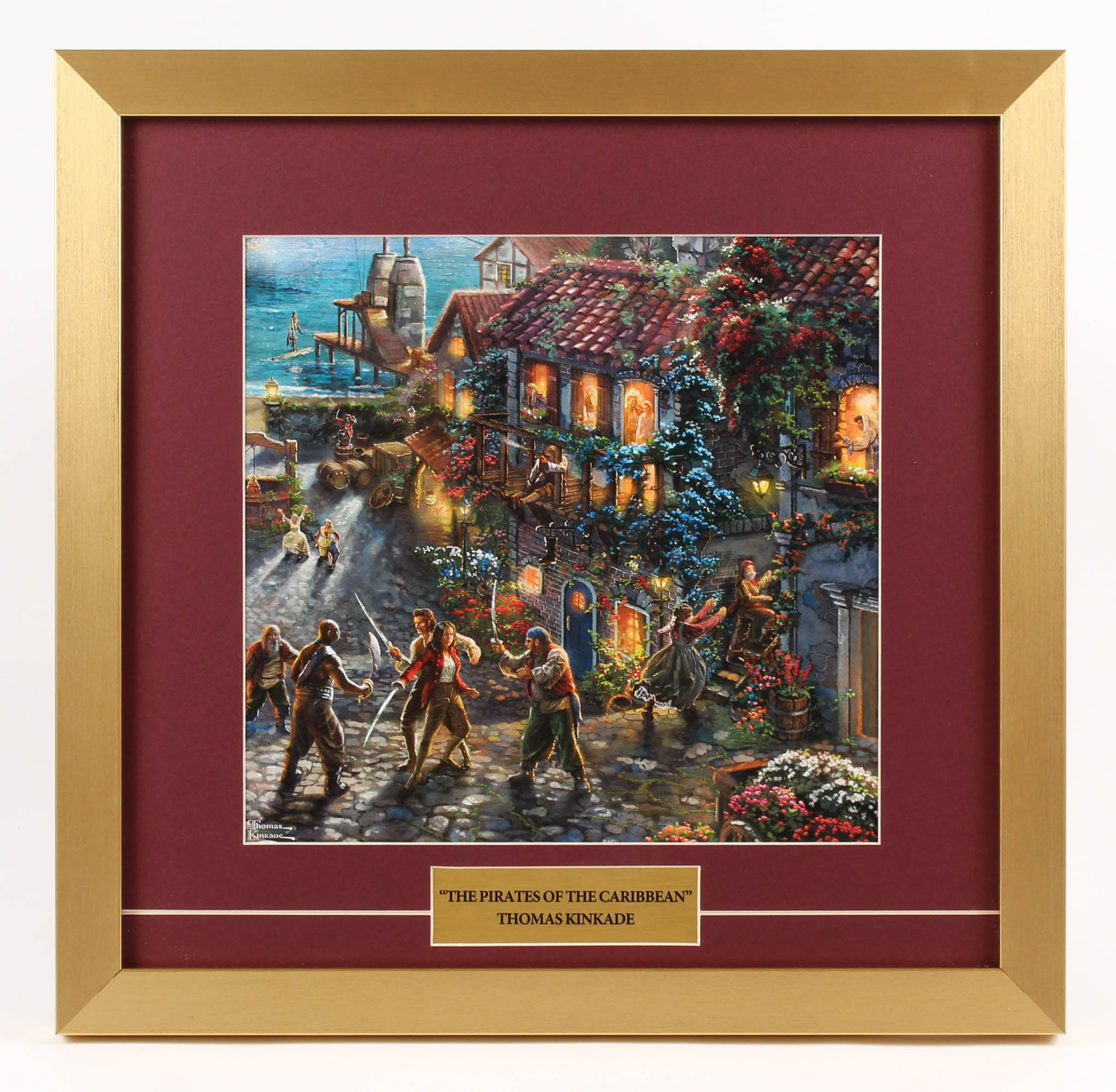 Thomas Kinkade Walt Disney's "Pirates of the Caribbean" 17.5x18 Custom Framed Print at PristineAuction.com Thomas Kinkade Walt Disney's "Pirates of the Caribbean" 17.5x18 Custom Framed Print at PristineAuction.com