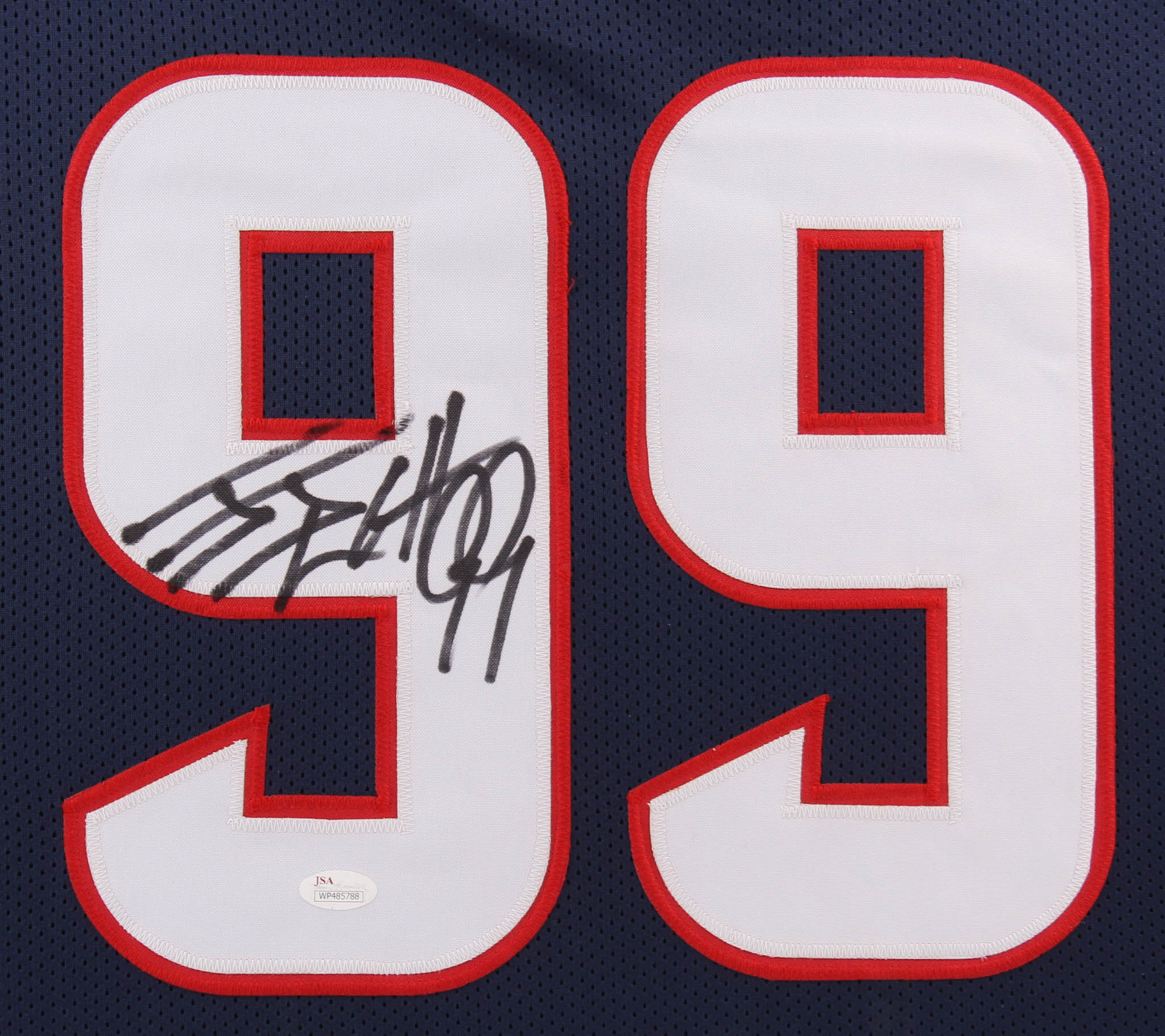 J. J. Watt Signed 35x43 Custom Framed Jersey (JSA COA) at PristineAuction.com J. J. Watt Signed 35x43 Custom Framed Jersey (JSA COA) at PristineAuction.com