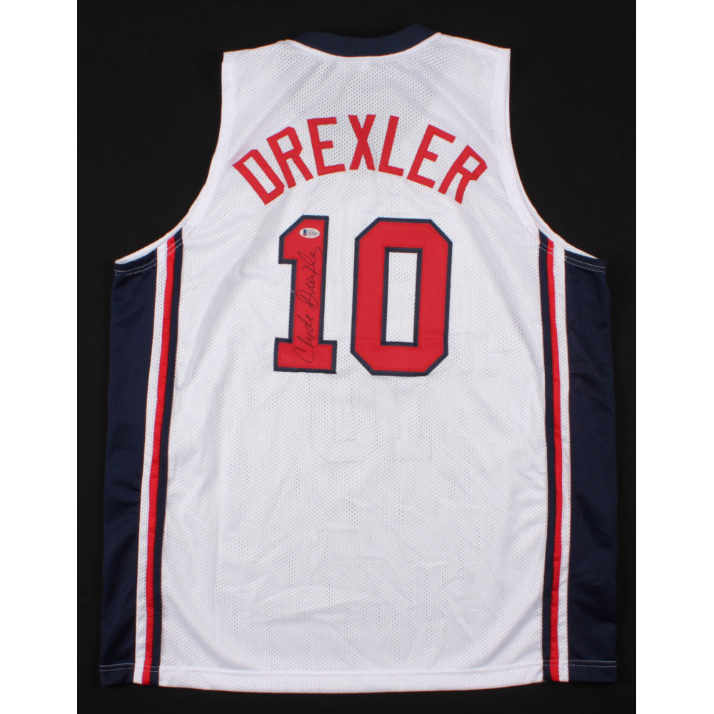 Clyde Drexler Signed Team USA Jersey (Beckett COA) | Pristine Auction