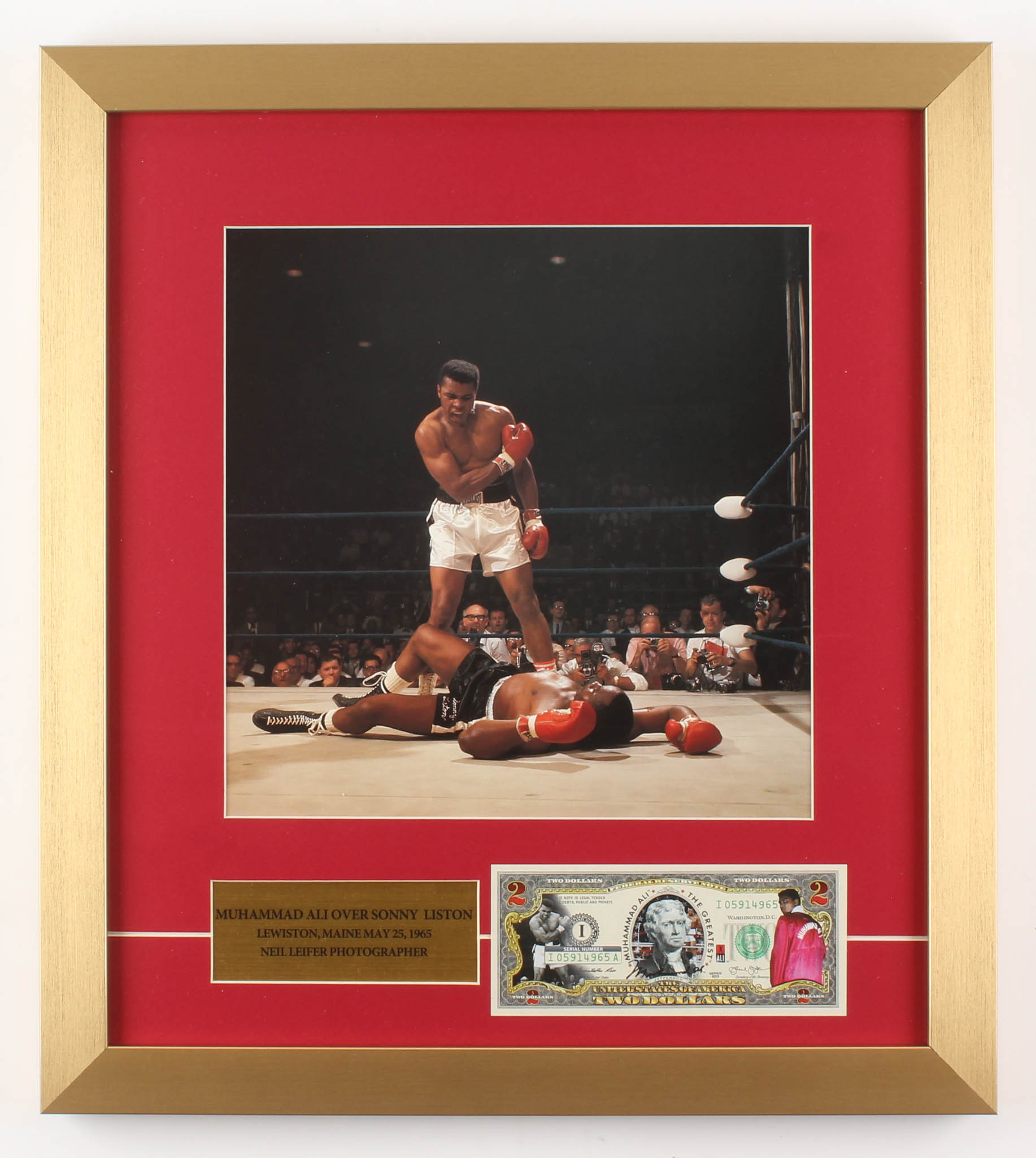 Muhammad Ali 15.5x18.5 Custom Framed Photo Display with Colorized Bank ...