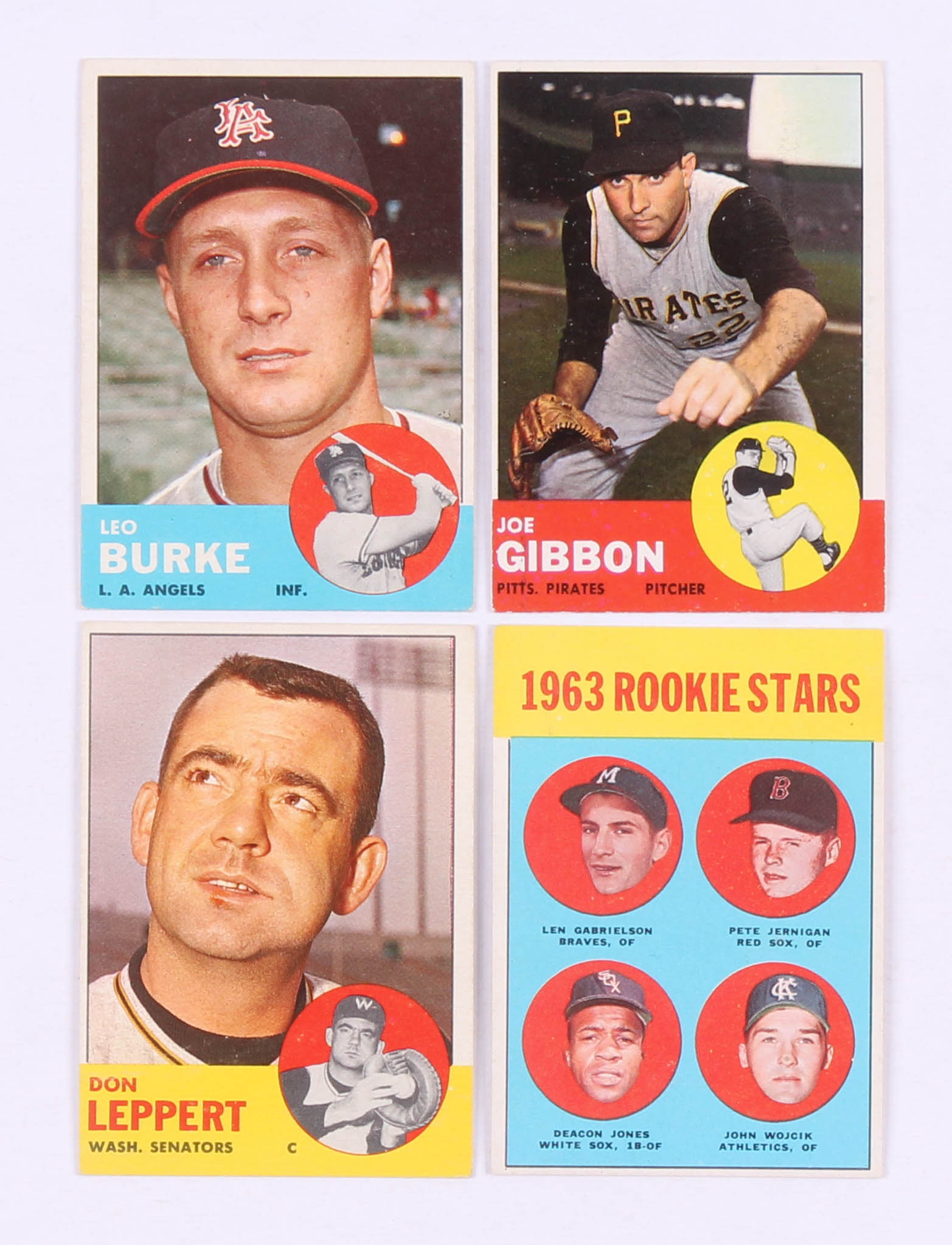 Lot of (40) 1963 Topps Baseball Cards with #101 Joe Gibbon, #243 Don Leppert, #249 Leo Burke, & #253 Rookie Stars at PristineAuction.com Lot of (40) 1963 Topps Baseball Cards with #101 Joe Gibbon, #243 Don Leppert, #249 Leo Burke, & #253 Rookie Stars at PristineAuction.com