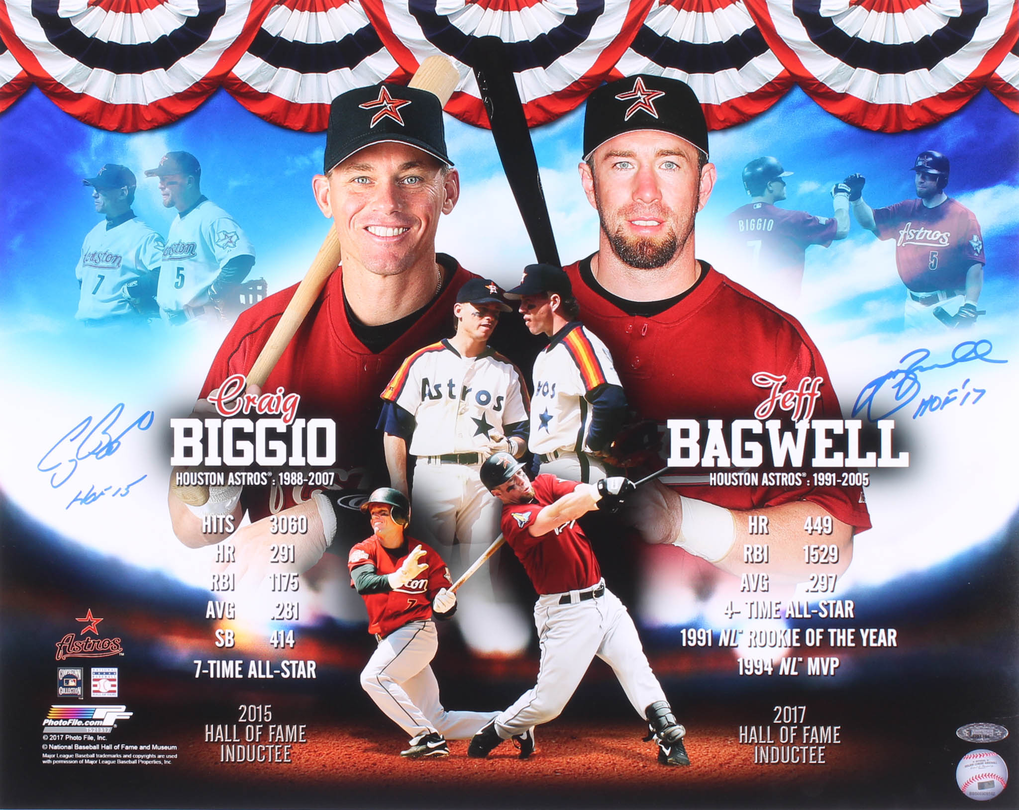 Craig Biggio & Jeff Bagwell Signed Houston Astros 16x20 Photo Inscribed "HOF 15" & "HOF '17" (TriStar Hologram) at PristineAuction.com Craig Biggio & Jeff Bagwell Signed Houston Astros 16x20 Photo Inscribed "HOF 15" & "HOF '17" (TriStar Hologram) at PristineAuction.com