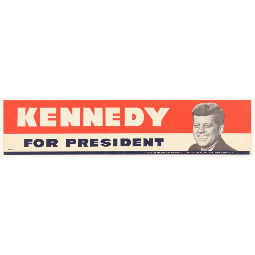 Vintage John F. Kennedy Bumper Sticker Pristine Auction