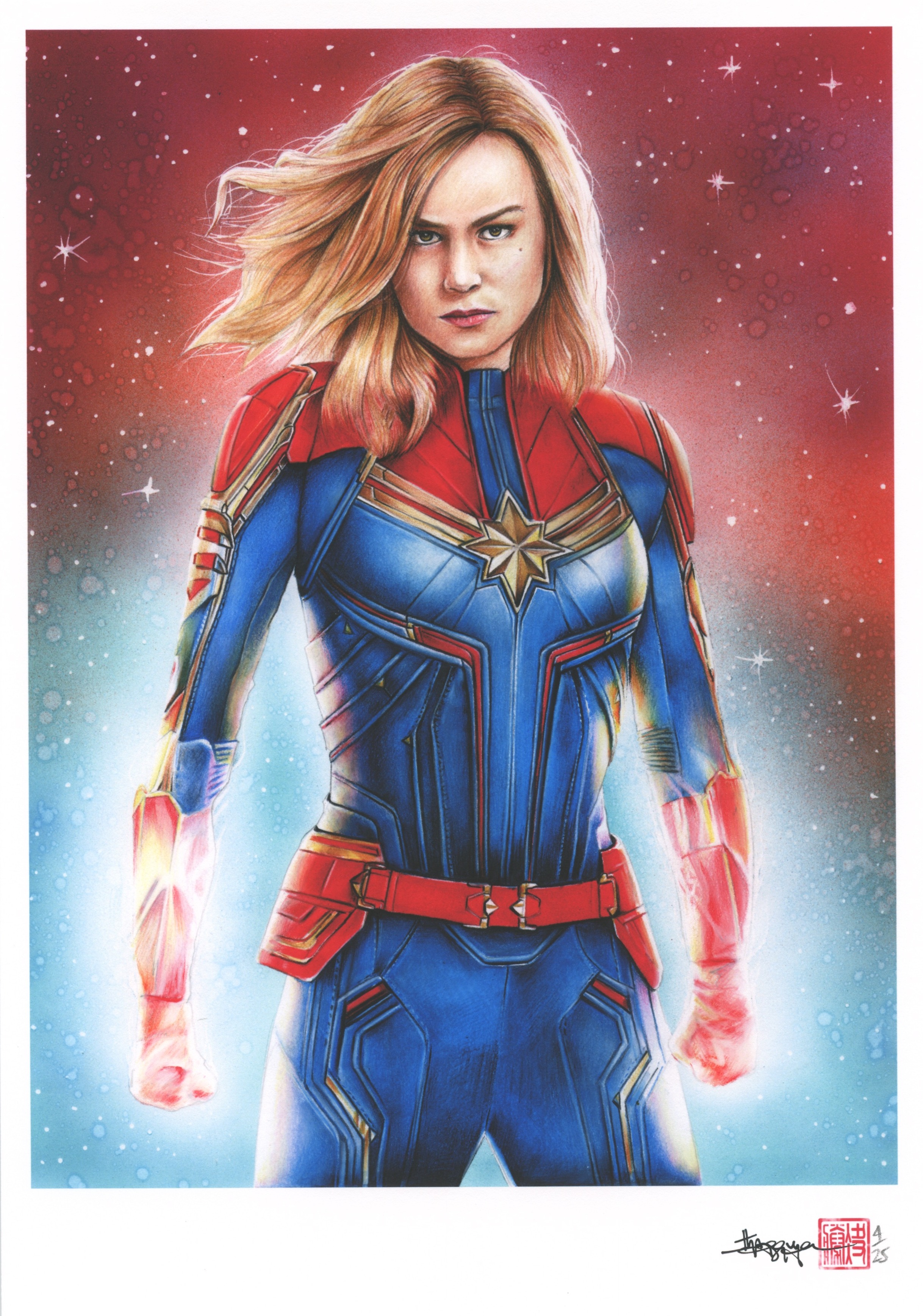 Thang Nguyen - Captain Marvel - Brie Larson - 8x12 Signed Limited Edition Giclee on Fine Art Paper #/25 at PristineAuction.com Thang Nguyen - Captain Marvel - Brie Larson - 8x12 Signed Limited Edition Giclee on Fine Art Paper #/25 at PristineAuction.com