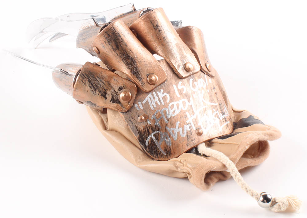 Robert Englund Signed "A Nightmare on Elm Street" Freddy Krueger Replica Glove Inscribed "This is God!" & "Freddy K" (Beckett COA) at PristineAuction.com Robert Englund Signed "A Nightmare on Elm Street" Freddy Krueger Replica Glove Inscribed "This is God!" & "Freddy K" (Beckett COA) at PristineAuction.com