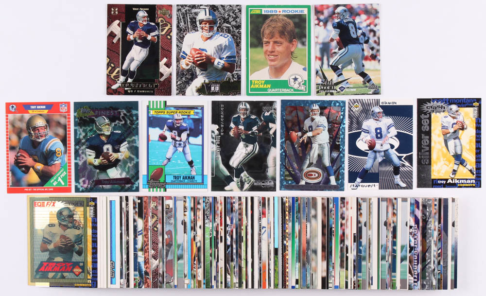 Lot of (170) Troy Aikman Football Cards with 1989 Score #270 RC, 1989 Pro Set #490 RC, 1990 Topps #482, 1999 Donruss Preferred QBC #106, 1998 UD Choice Starquest #8, 1996 Metal #29 at PristineAuction.com Lot of (170) Troy Aikman Football Cards with 1989 Score #270 RC, 1989 Pro Set #490 RC, 1990 Topps #482, 1999 Donruss Preferred QBC #106, 1998 UD Choice Starquest #8, 1996 Metal #29 at PristineAuction.com
