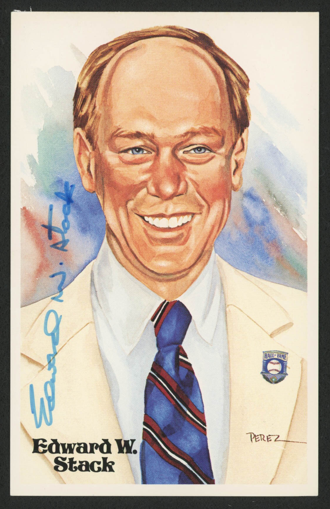 Edward W. Stack Signed LE 1980-02 Perez-Steele Hall of Fame Postcards #D (Autograph Reference Hologram) at PristineAuction.com Edward W. Stack Signed LE 1980-02 Perez-Steele Hall of Fame Postcards #D (Autograph Reference Hologram) at PristineAuction.com