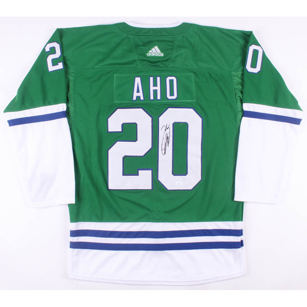 Sebastian Aho Signed Carolina Hurricanes Throwback Jersey (JSACOA