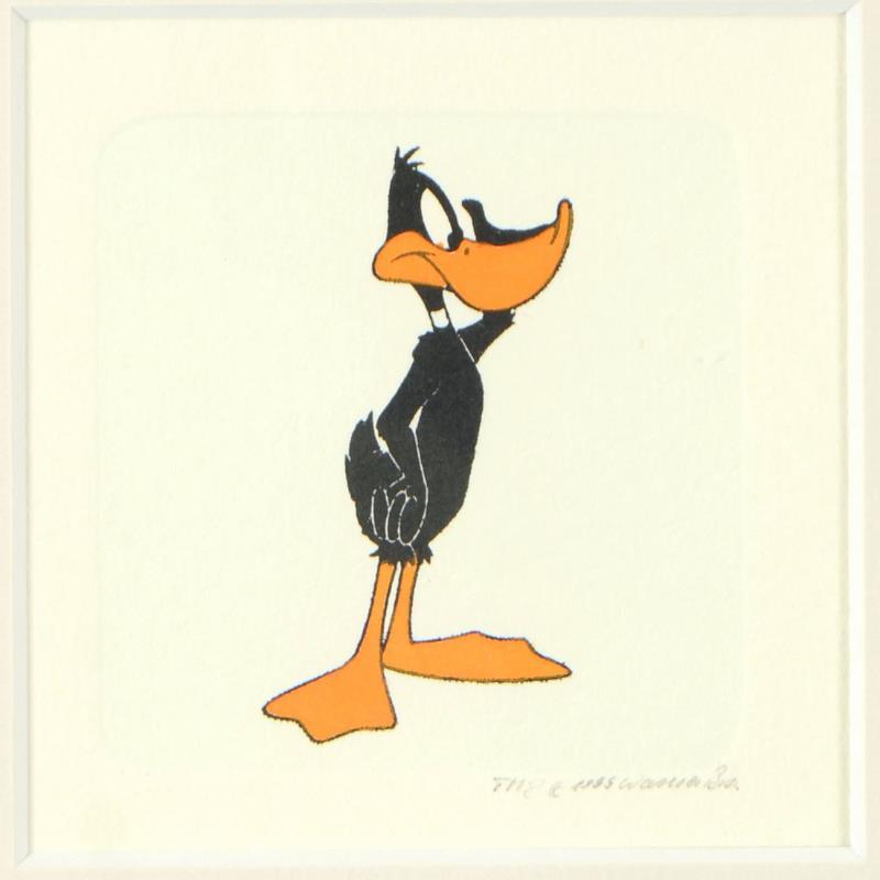 "Daffy Duck (Looking to the Side)" Limited Edition 9x9 Custom Framed Etching with Hand-Tinted Color at PristineAuction.com "Daffy Duck (Looking to the Side)" Limited Edition 9x9 Custom Framed Etching with Hand-Tinted Color at PristineAuction.com