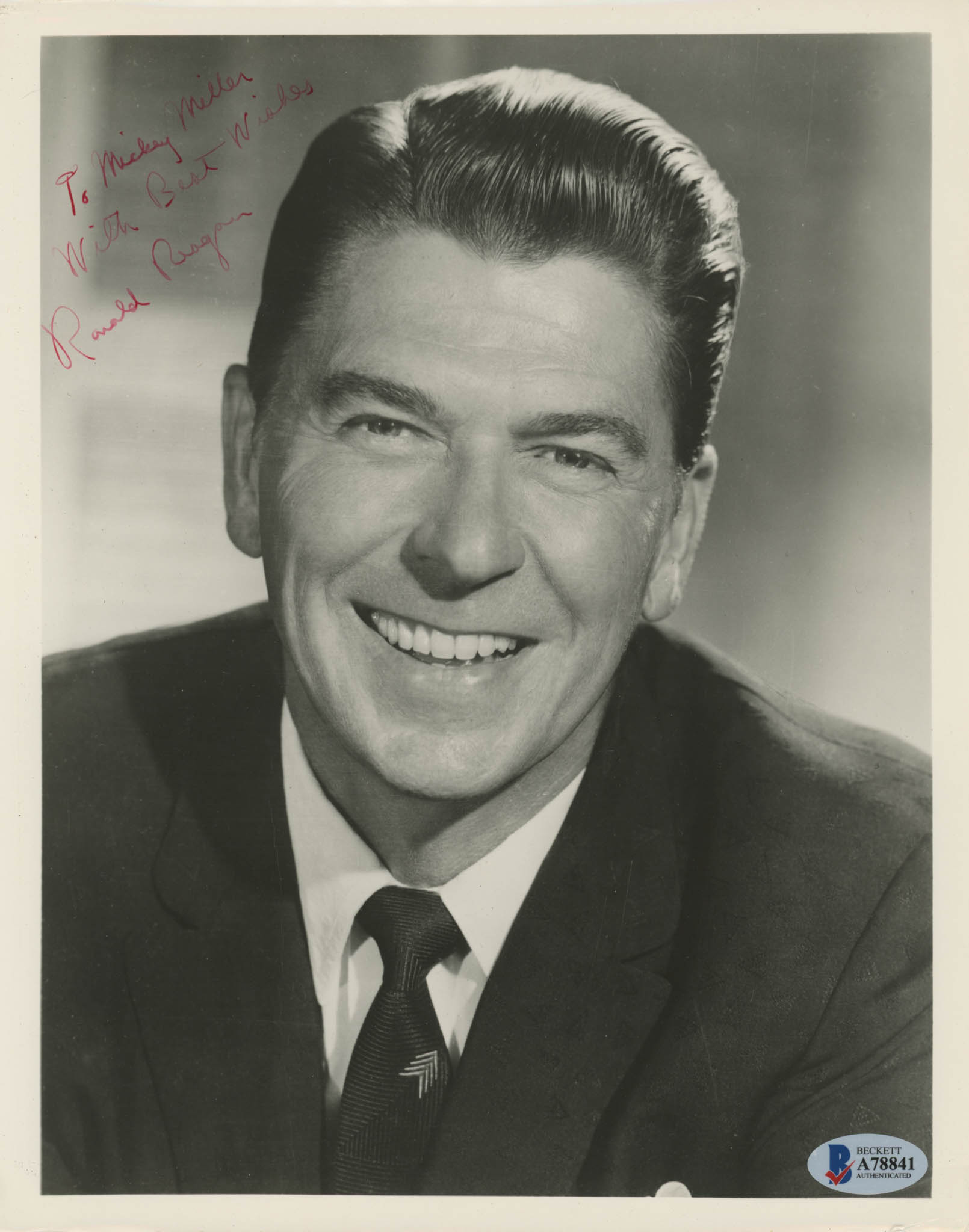 Ronald Reagan Signed 8x10 Photo Inscribed "With Best Wishes" (Beckett LOA) at PristineAuction.com Ronald Reagan Signed 8x10 Photo Inscribed "With Best Wishes" (Beckett LOA) at PristineAuction.com