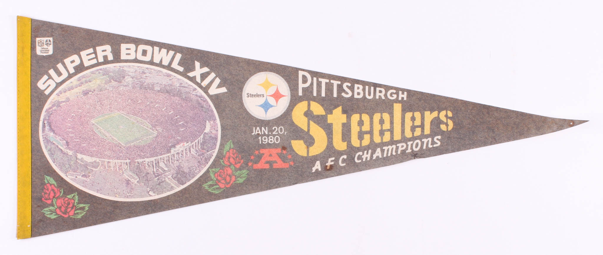 Vintage Pittsburgh Steelers Super Bowl XIV Pennant at PristineAuction.com Vintage Pittsburgh Steelers Super Bowl XIV Pennant at PristineAuction.com