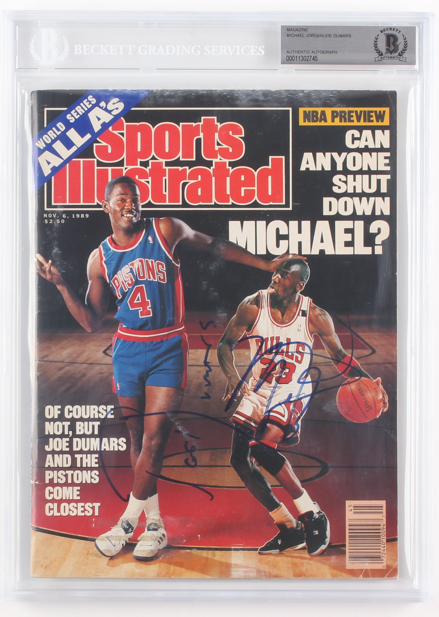 Michael Jordan & Joe Dumars Signed 1989 Sports Illustrated Magazine (BGS Encapsulated) at PristineAuction.com Michael Jordan & Joe Dumars Signed 1989 Sports Illustrated Magazine (BGS Encapsulated) at PristineAuction.com