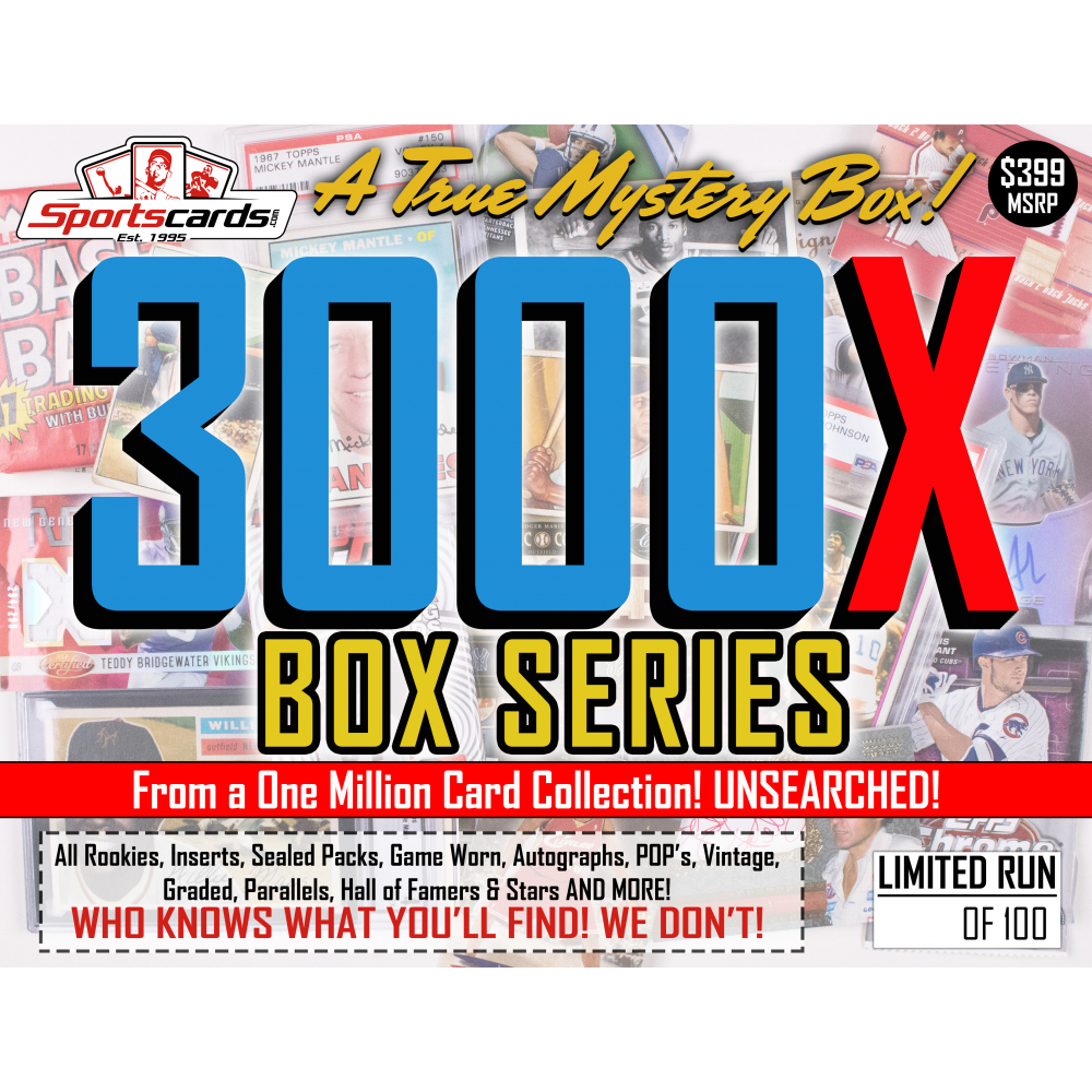 “MYSTERY 3000X SERIES” A True Sports Card Mystery Box! Pristine Auction