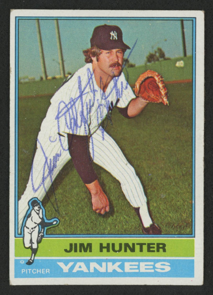 Jim "Catfish" Hunter Signed 1976 Topps 100 (JSA COA) Pristine Auction