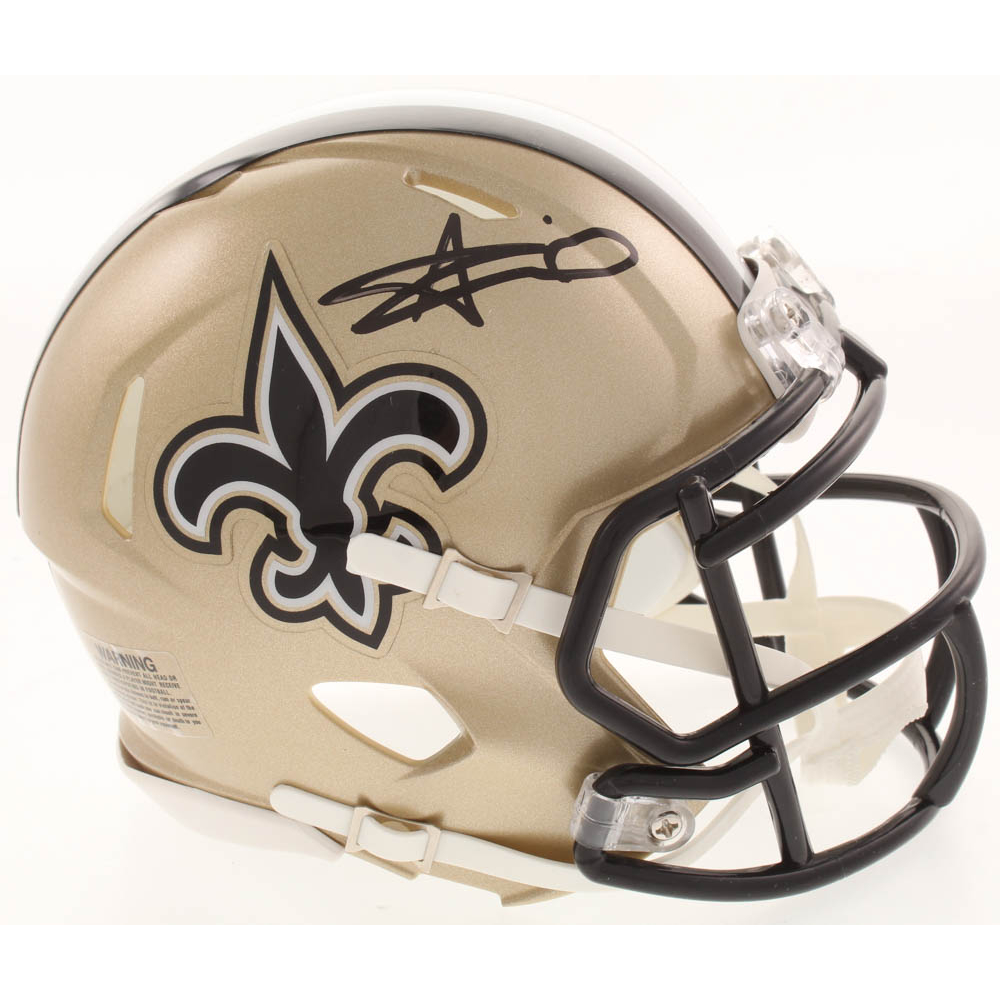 Mini Casque Autographié Alvin Kamara New Orleans Saints - édition Salute To Service, Avec Certificat D'authenticité Beckett
