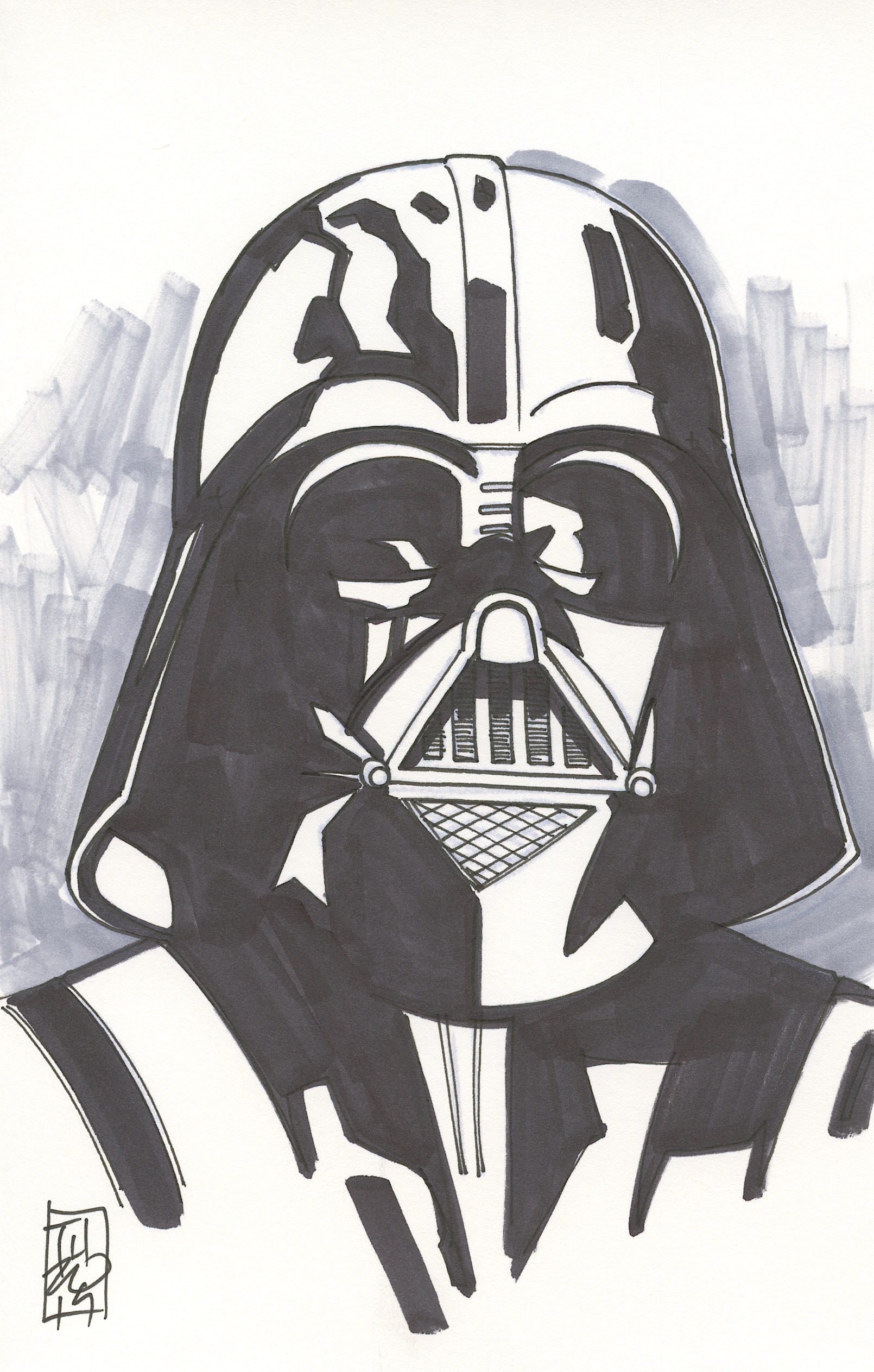 Tom Hodges - Darth Vader "Star Wars" Signed ORIGINAL 5.5" x 8.5" Drawing on Paper (1/1) at PristineAuction.com Tom Hodges - Darth Vader "Star Wars" Signed ORIGINAL 5.5" x 8.5" Drawing on Paper (1/1) at PristineAuction.com