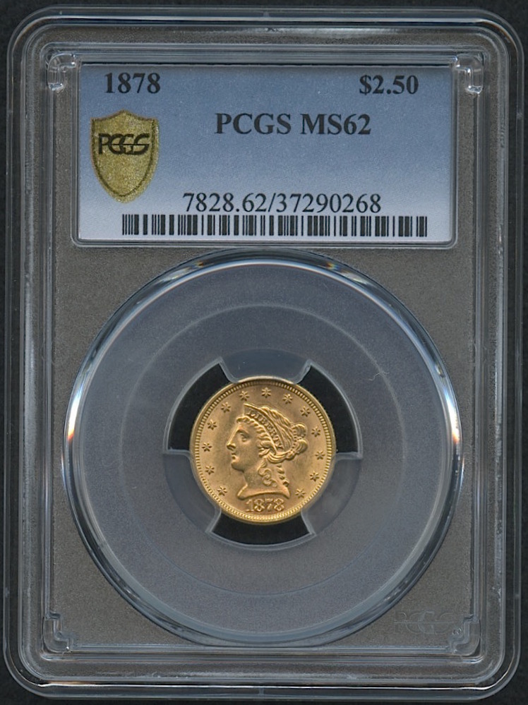 1878 $2.50 Liberty Head Gold Coin (PCGS MS 62) at PristineAuction.com 1878 $2.50 Liberty Head Gold Coin (PCGS MS 62) at PristineAuction.com