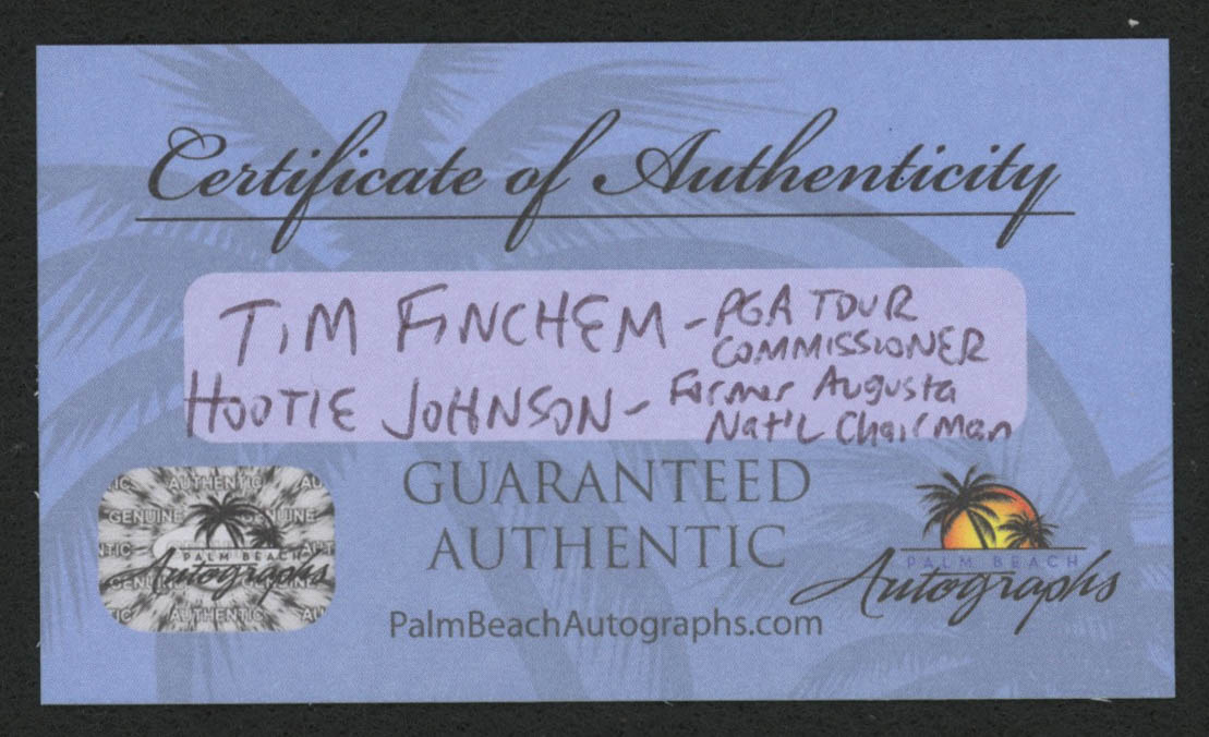 Tim Finchem & William "Hootie" Johnson Signed Augusta National Scorecard (Palm Beach COA) at PristineAuction.com Tim Finchem & William "Hootie" Johnson Signed Augusta National Scorecard (Palm Beach COA) at PristineAuction.com