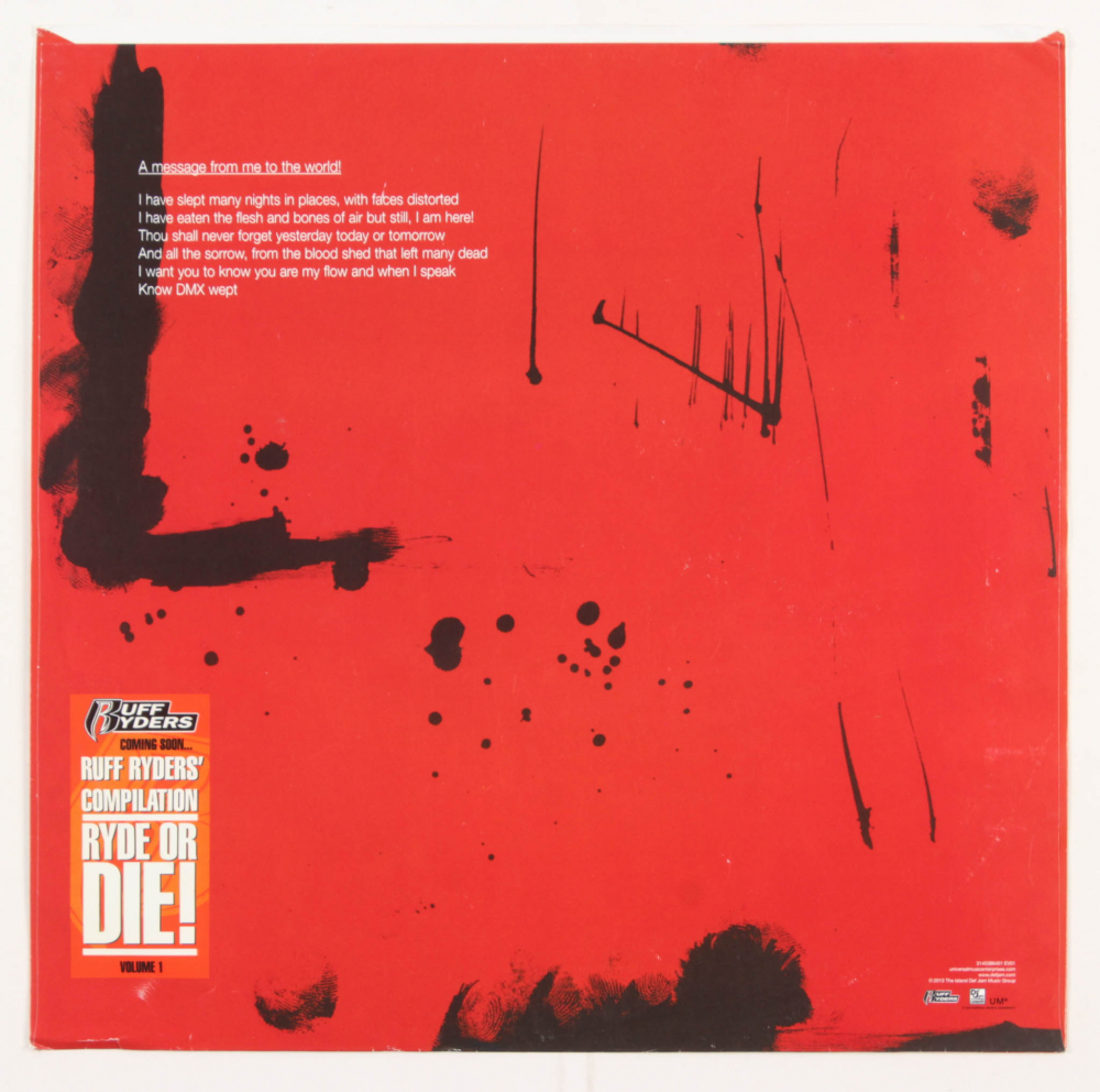 DMX Signed "Ryde or Die Vol. 1" Vinyl Record Album Sleeve Inscribed