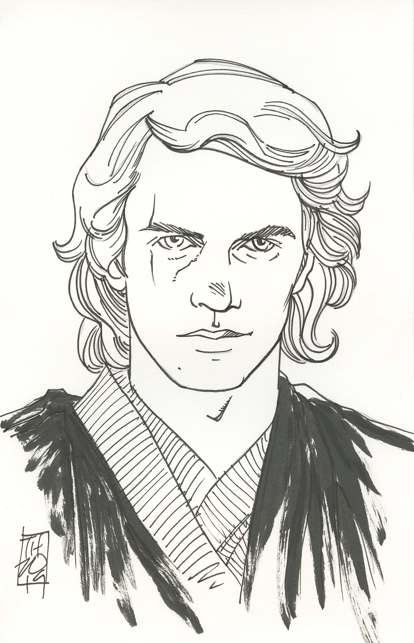 Tom Hodges - Anakin Skywalker - "Star Wars" - Signed ORIGINAL 5.5" x 8.5" Drawing on Paper (1/1) at PristineAuction.com Tom Hodges - Anakin Skywalker - "Star Wars" - Signed ORIGINAL 5.5" x 8.5" Drawing on Paper (1/1) at PristineAuction.com