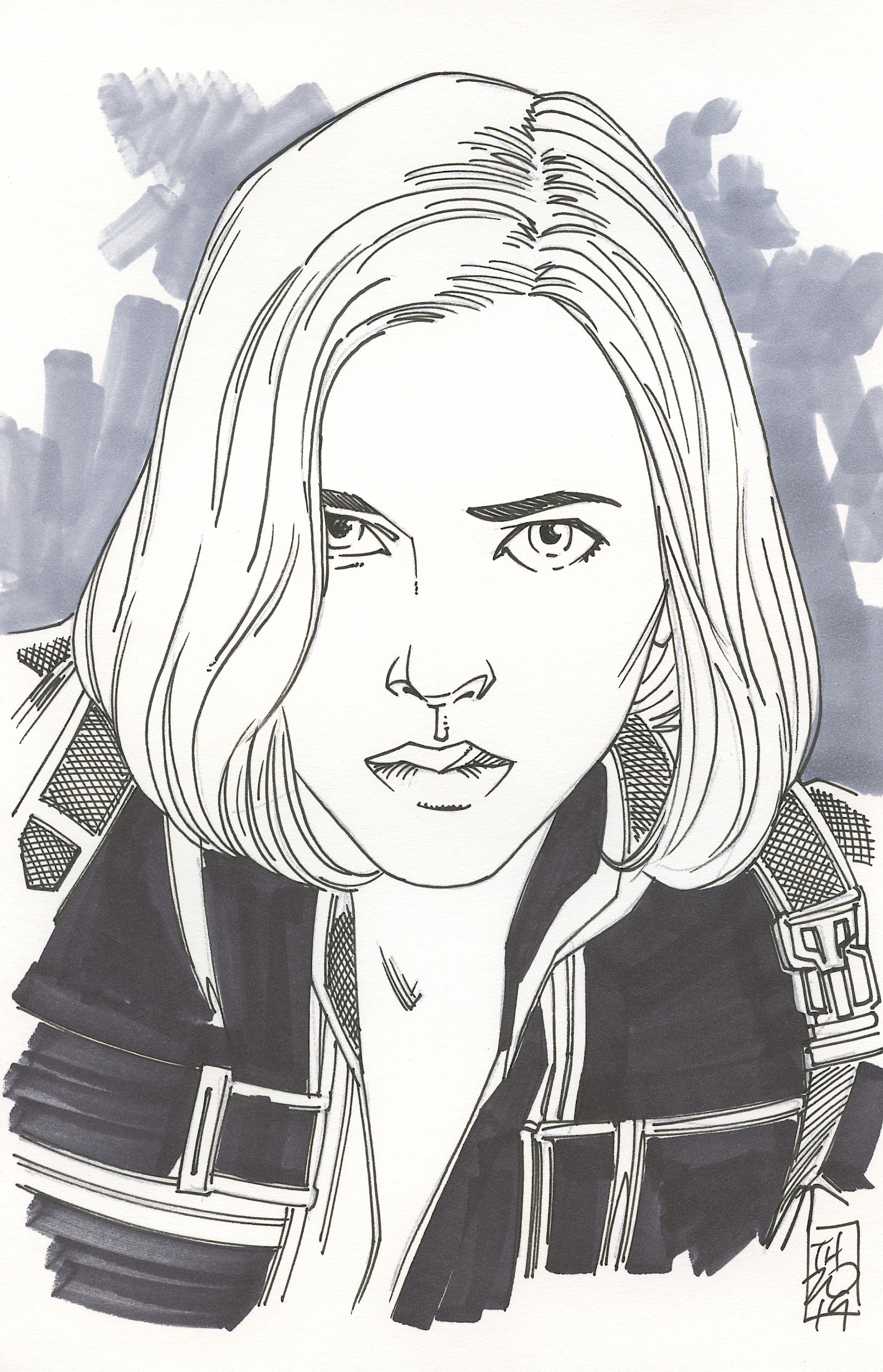 Tom Hodges - Black Widow - Scarlett Johansson - Marvel Comics - Signed ORIGINAL 5.5" x 8.5" Drawing on Paper (1/1) at PristineAuction.com Tom Hodges - Black Widow - Scarlett Johansson - Marvel Comics - Signed ORIGINAL 5.5" x 8.5" Drawing on Paper (1/1) at PristineAuction.com