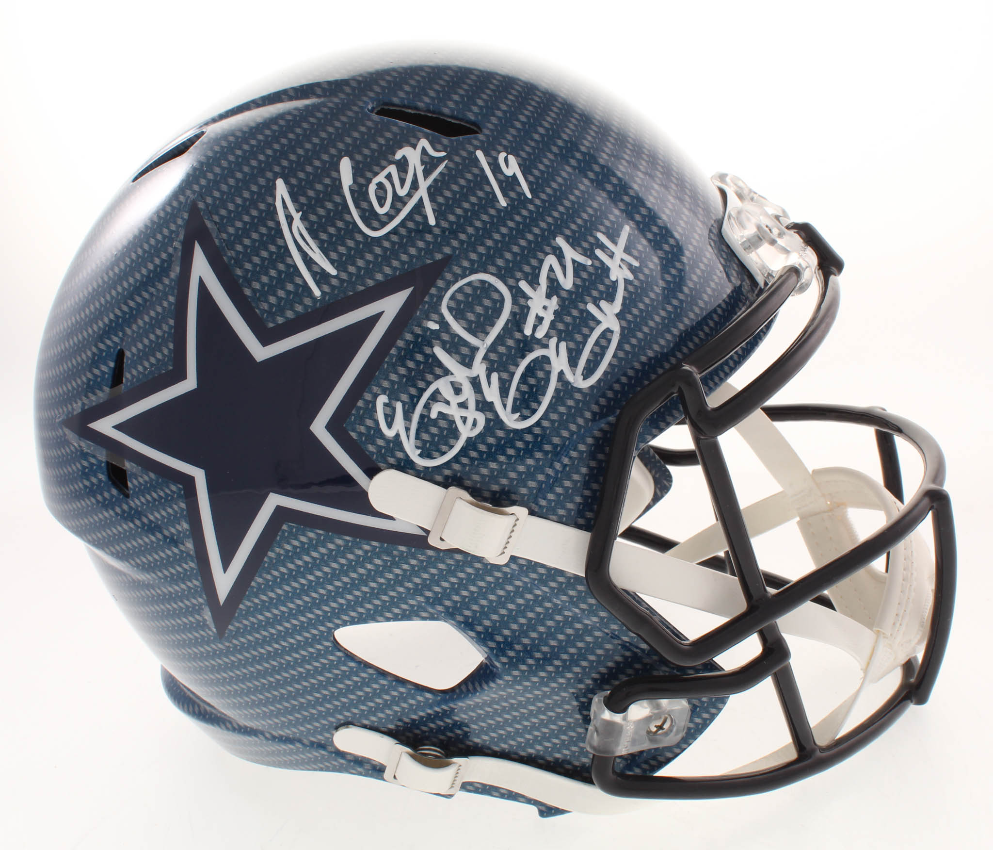 Ezekiel Elliott & Amari Cooper Signed Dallas Cowboys Full-Size Hydro Dipped Speed Helmet (Beckett COA) at PristineAuction.com Ezekiel Elliott & Amari Cooper Signed Dallas Cowboys Full-Size Hydro Dipped Speed Helmet (Beckett COA) at PristineAuction.com