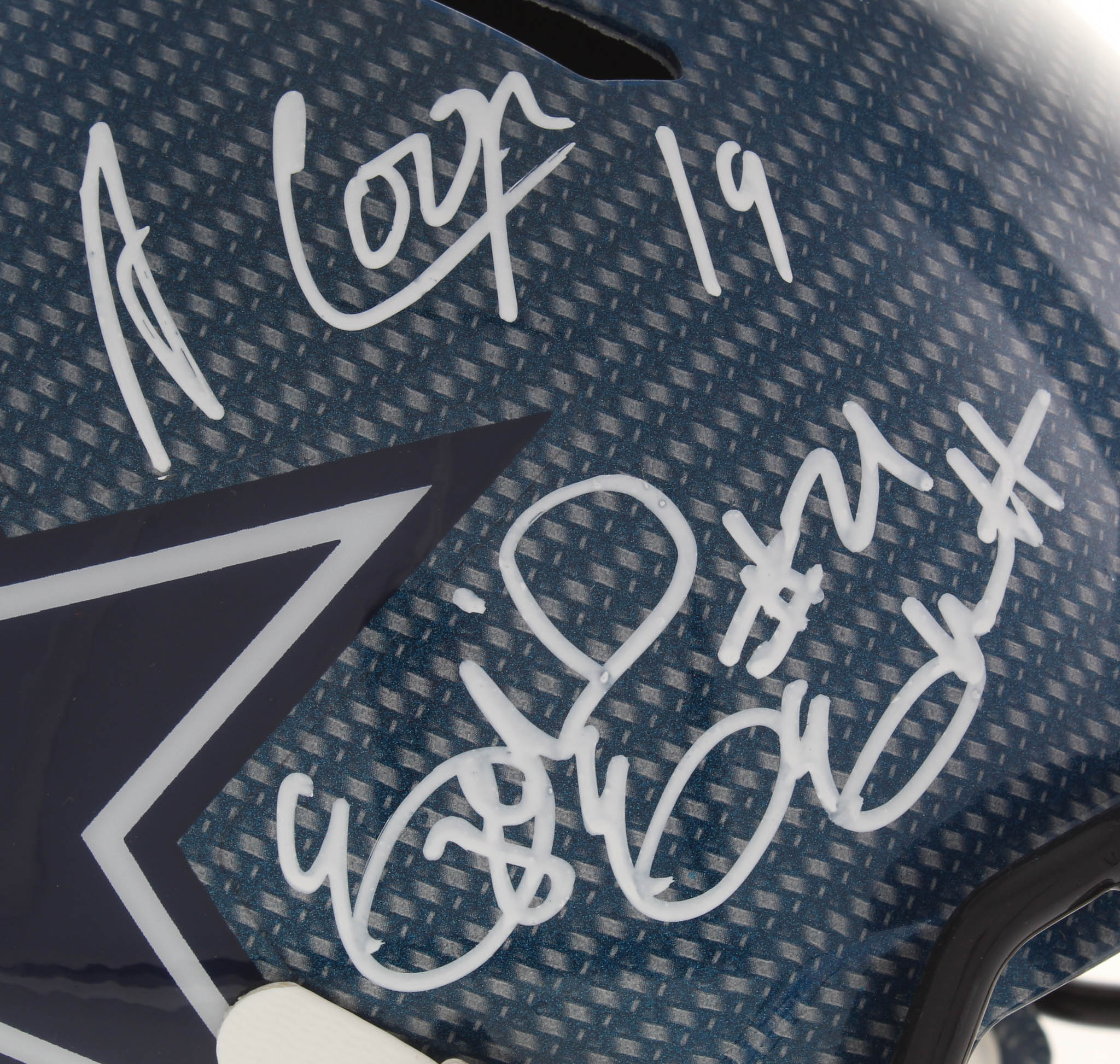 Ezekiel Elliott & Amari Cooper Signed Dallas Cowboys Full-Size Hydro Dipped Speed Helmet (Beckett COA) at PristineAuction.com Ezekiel Elliott & Amari Cooper Signed Dallas Cowboys Full-Size Hydro Dipped Speed Helmet (Beckett COA) at PristineAuction.com