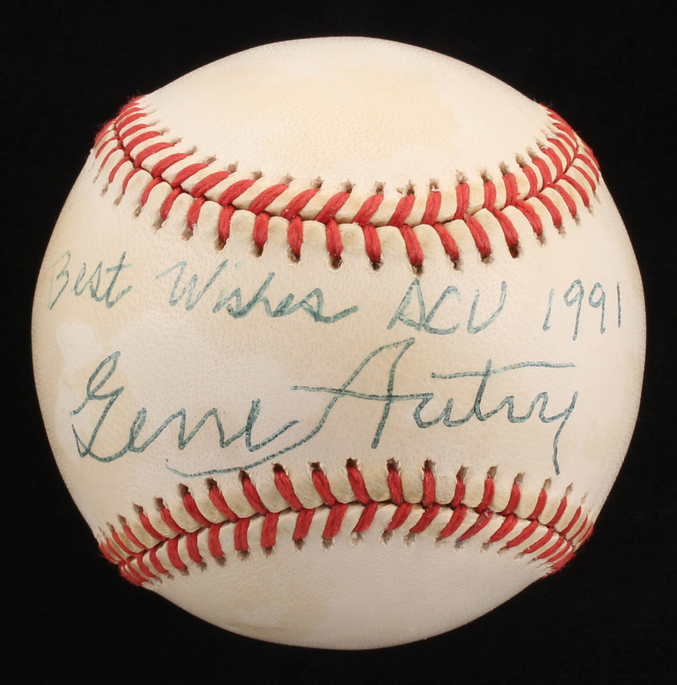 Gene Autry Signed OAL Baseball Inscribed "Best Wishes ACU 1991" (JSA