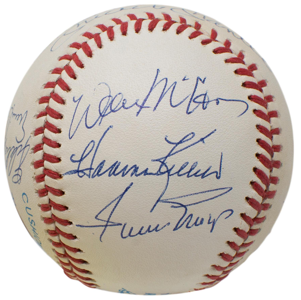 500 Home Run Club OAL Baseball Signed by (11) with Mickey Mantle, Ted Williams, Willie Mays, Harmon Killebrew, Frank Robinson with High-Quality Display Case (PSA LOA) at PristineAuction.com 500 Home Run Club OAL Baseball Signed by (11) with Mickey Mantle, Ted Williams, Willie Mays, Harmon Killebrew, Frank Robinson with High-Quality Display Case (PSA LOA) at PristineAuction.com