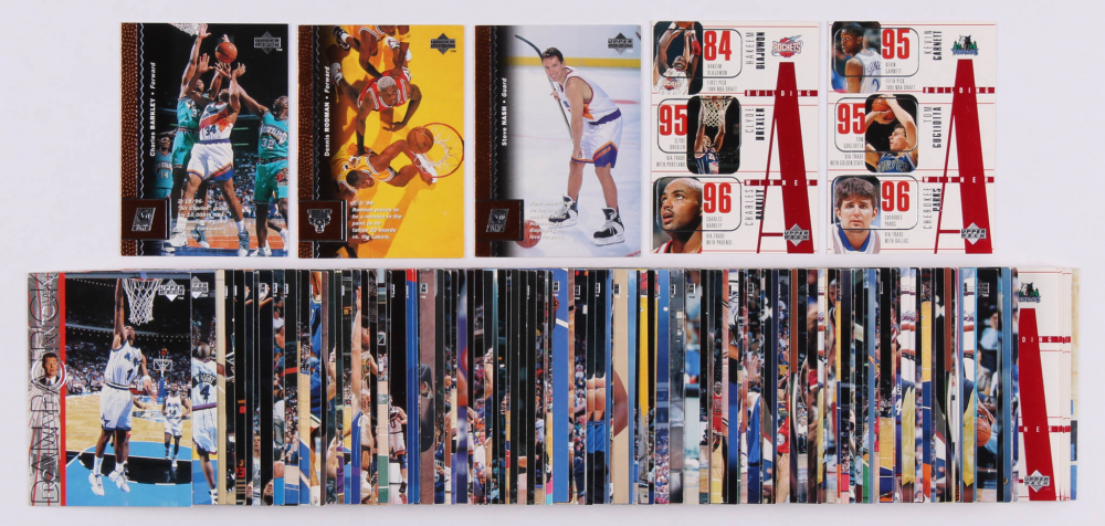 Lot of (122) 1996-97 Upper Deck Basketball Cards with #94 Charles Barkley, #280 Steve Nash, #19 Dennis Rodman, #145 Hakeem Olajuwon / Clyde Drexler / Charles Barkley, & #151 Kevin Garnett / Tom Gugliotta / Cherokee Parks