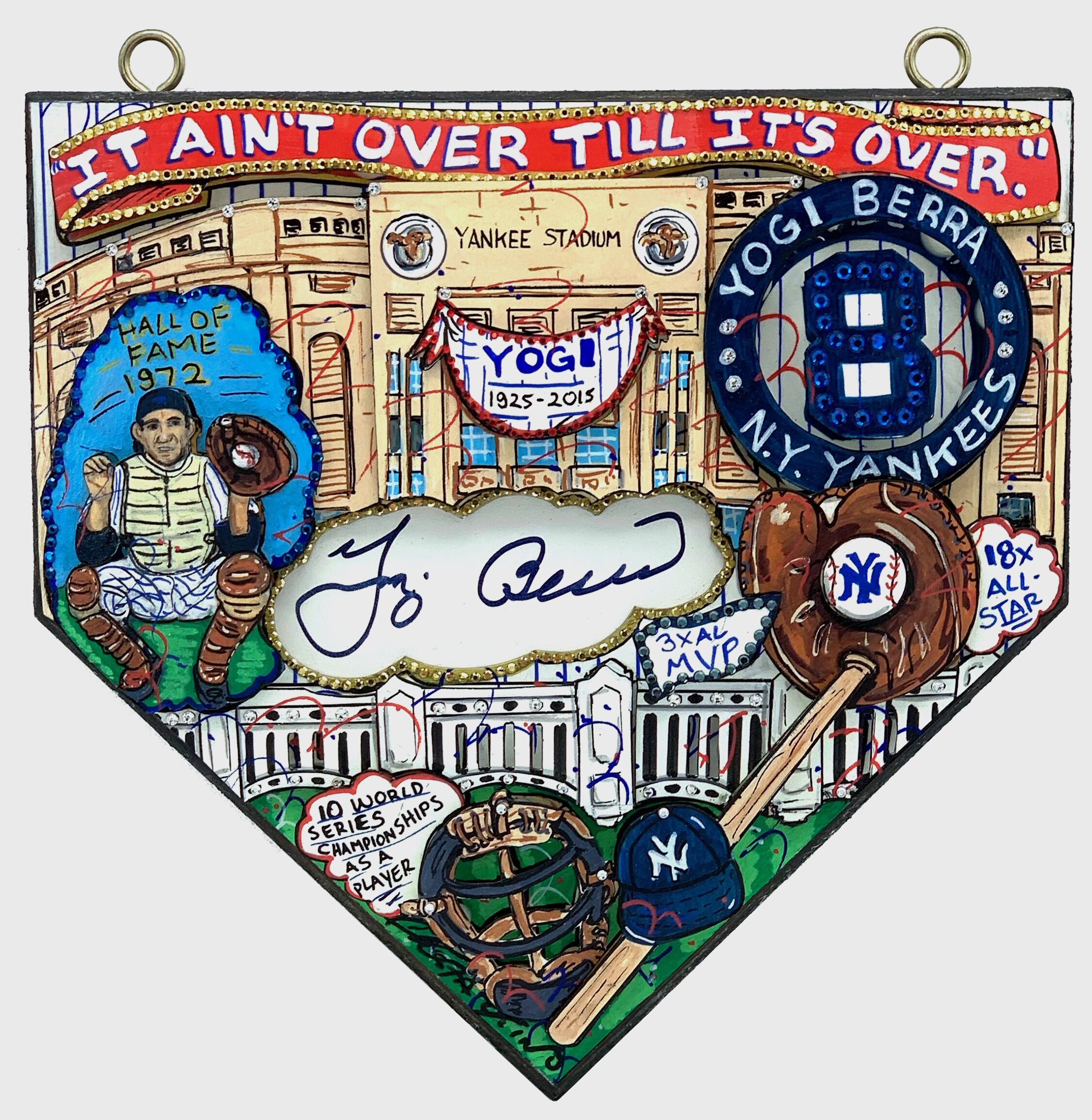 Yogi Berra Signed New York Yankees Mini Home Plate 3D Pop Art Hand-Painted by Charles Fazzino (Beckett COA & Fazzino LOA) at PristineAuction.com Yogi Berra Signed New York Yankees Mini Home Plate 3D Pop Art Hand-Painted by Charles Fazzino (Beckett COA & Fazzino LOA) at PristineAuction.com