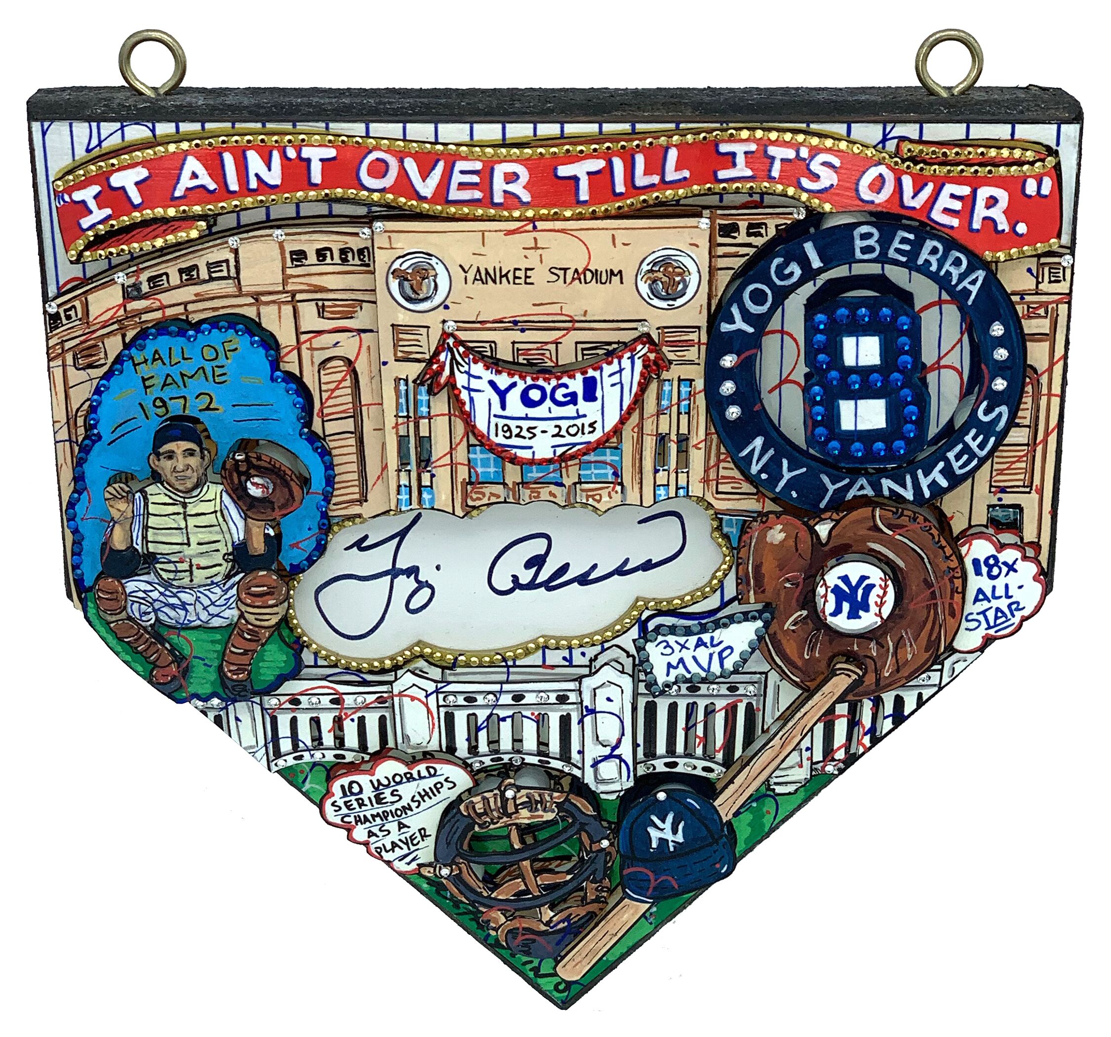Yogi Berra Signed New York Yankees Mini Home Plate 3D Pop Art Hand-Painted by Charles Fazzino (Beckett COA & Fazzino LOA) at PristineAuction.com Yogi Berra Signed New York Yankees Mini Home Plate 3D Pop Art Hand-Painted by Charles Fazzino (Beckett COA & Fazzino LOA) at PristineAuction.com