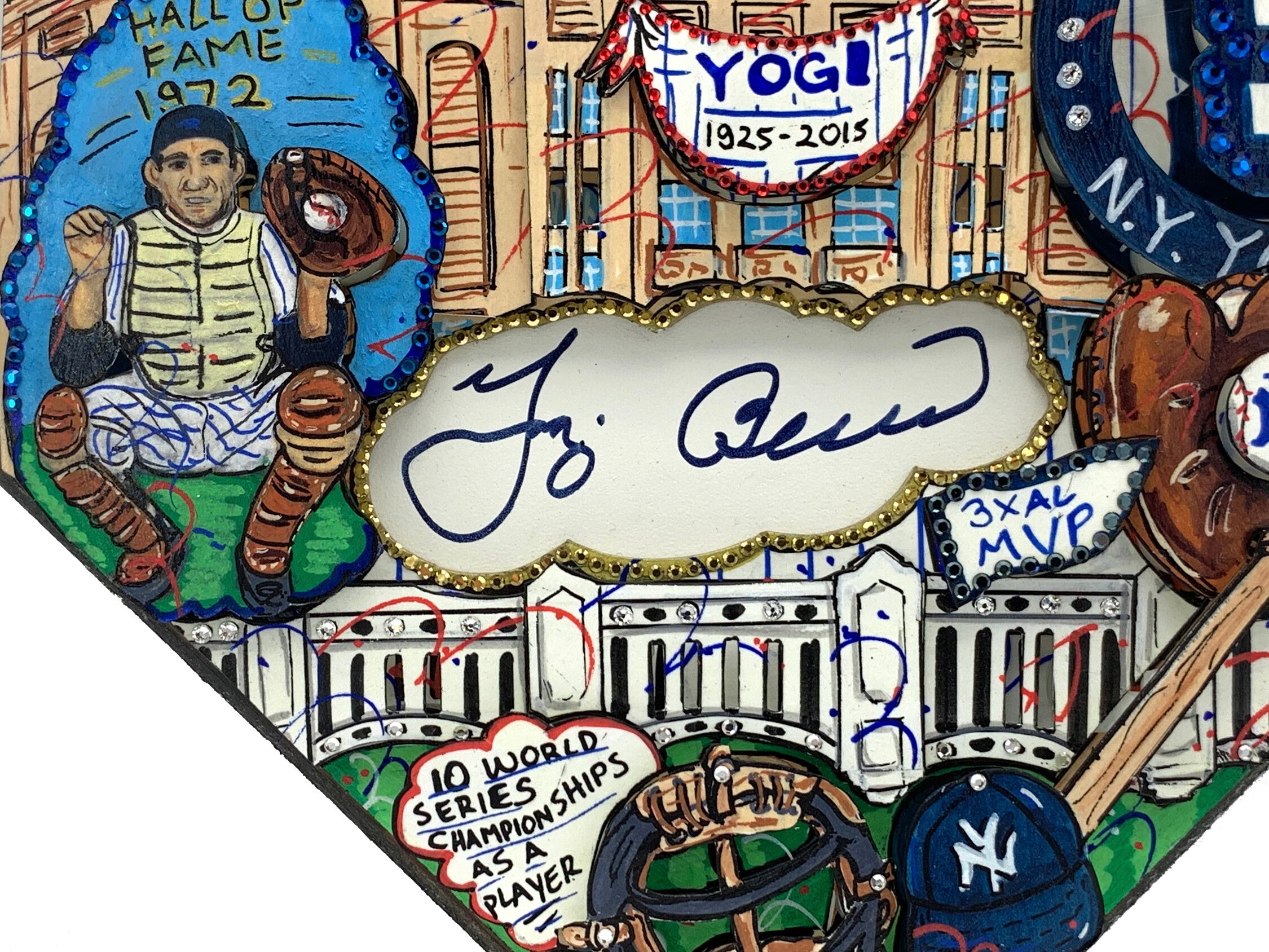 Yogi Berra Signed New York Yankees Mini Home Plate 3D Pop Art Hand-Painted by Charles Fazzino (Beckett COA & Fazzino LOA) at PristineAuction.com Yogi Berra Signed New York Yankees Mini Home Plate 3D Pop Art Hand-Painted by Charles Fazzino (Beckett COA & Fazzino LOA) at PristineAuction.com