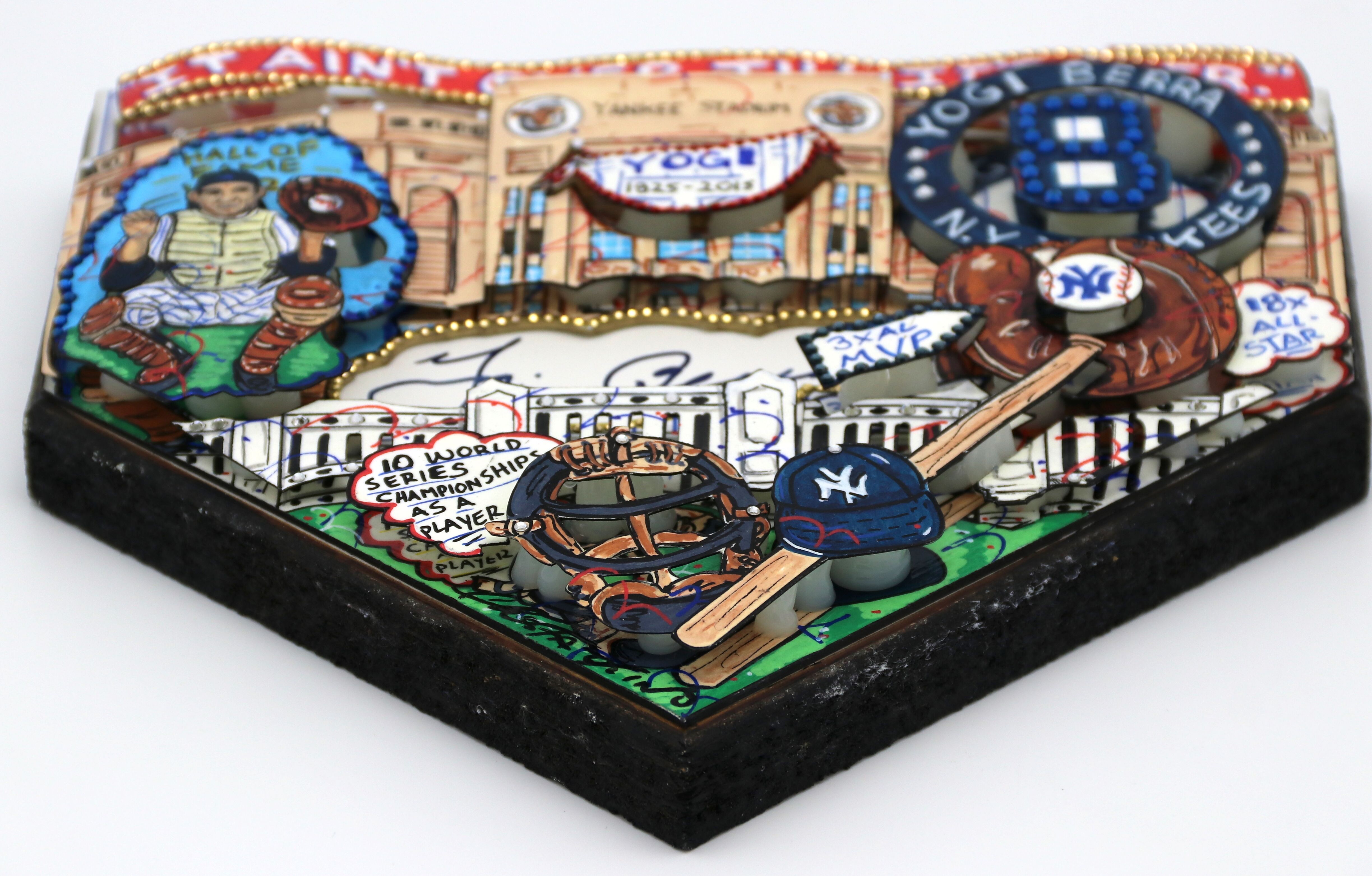 Yogi Berra Signed New York Yankees Mini Home Plate 3D Pop Art Hand-Painted by Charles Fazzino (Beckett COA & Fazzino LOA) at PristineAuction.com Yogi Berra Signed New York Yankees Mini Home Plate 3D Pop Art Hand-Painted by Charles Fazzino (Beckett COA & Fazzino LOA) at PristineAuction.com