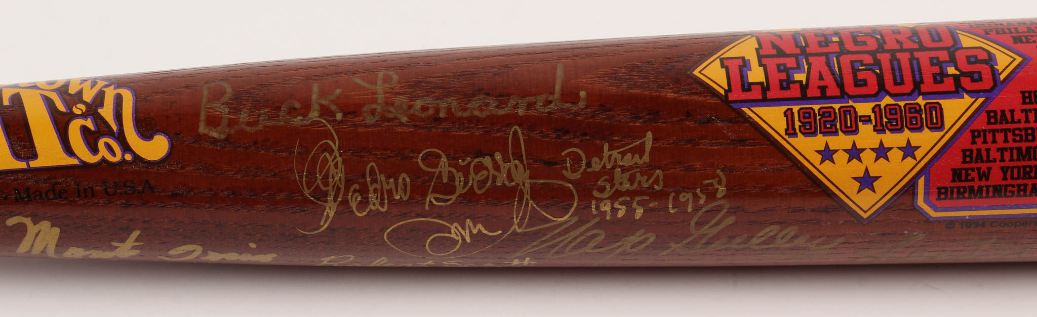 Cooperstown Bat Co. Special Edition "The Negro Leagues" Baseball Bat Signed by (13) with Josh Gibson, Monte Irvin, Buck Leonard, Buck O'Neil, Lester Lockett (JSA ALOA) at PristineAuction.com Cooperstown Bat Co. Special Edition "The Negro Leagues" Baseball Bat Signed by (13) with Josh Gibson, Monte Irvin, Buck Leonard, Buck O'Neil, Lester Lockett (JSA ALOA) at PristineAuction.com