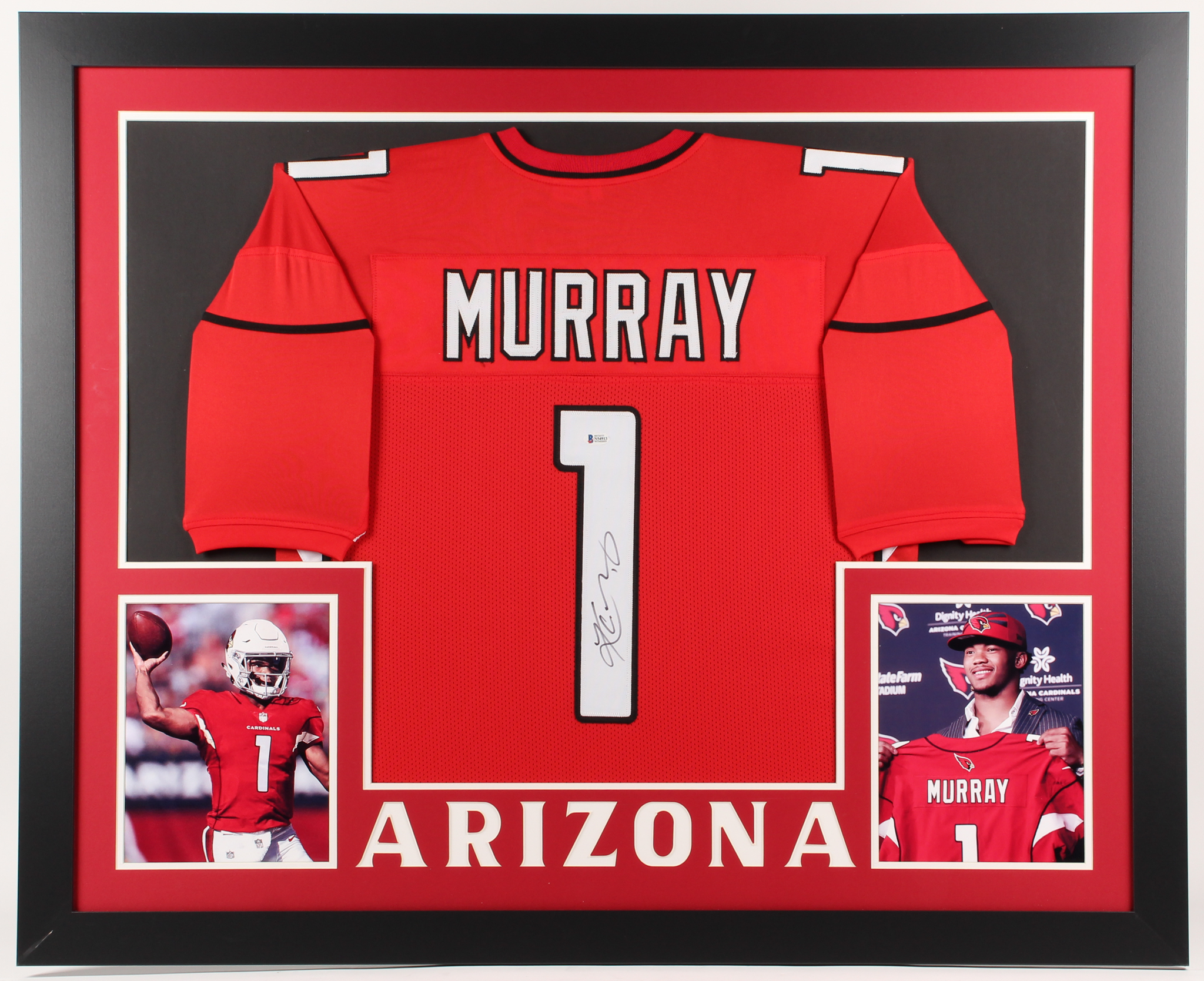 Kyler Murray Signed Arizona Cardinals 35x43 Custom Framed Jersey (Beckett COA) at PristineAuction.com Kyler Murray Signed Arizona Cardinals 35x43 Custom Framed Jersey (Beckett COA) at PristineAuction.com
