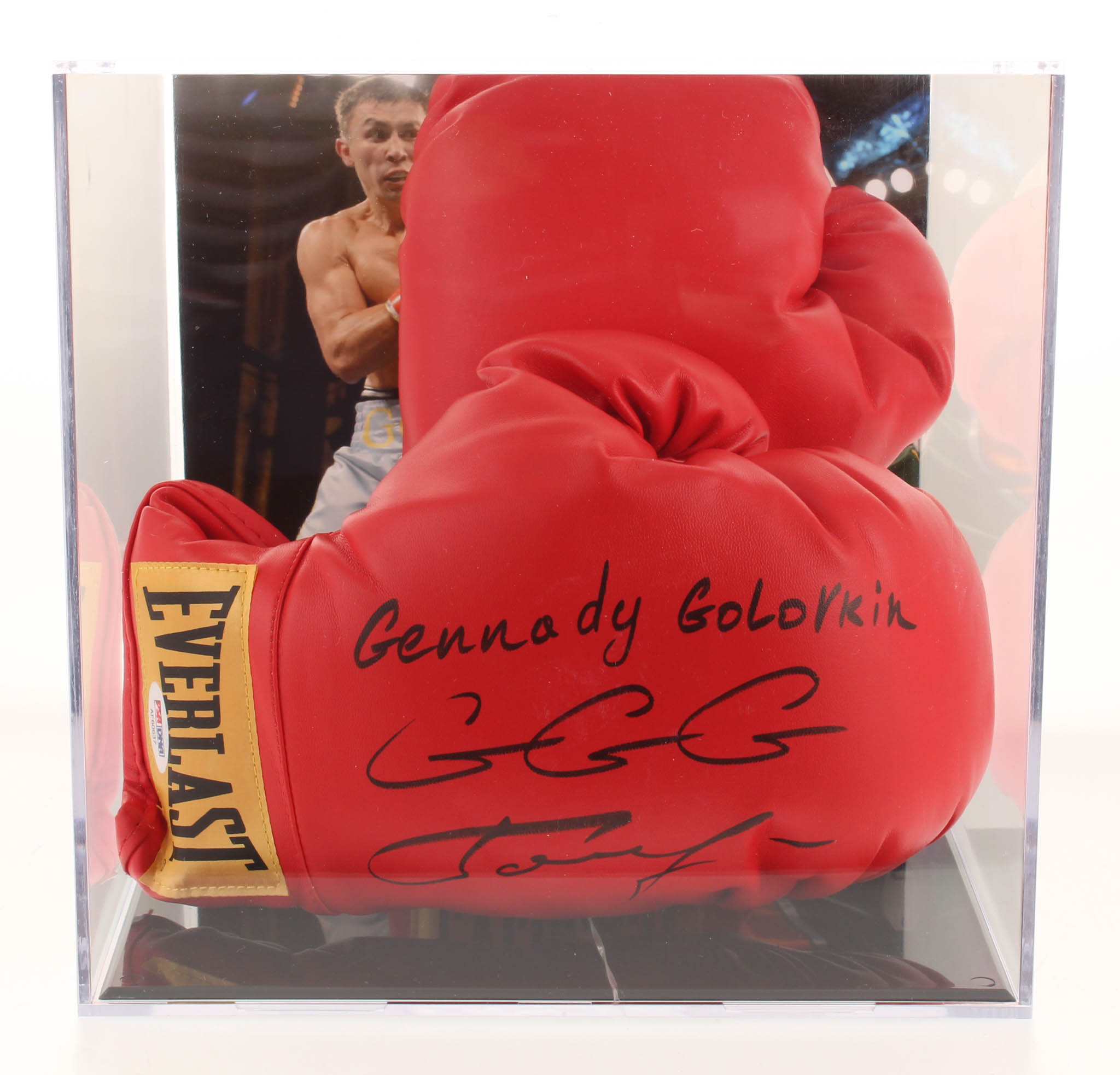 Gennady Golovkin Signed Everlast Boxing Glove Set Inscribed "GGG" with Display Case (PSA COA) at PristineAuction.com Gennady Golovkin Signed Everlast Boxing Glove Set Inscribed "GGG" with Display Case (PSA COA) at PristineAuction.com