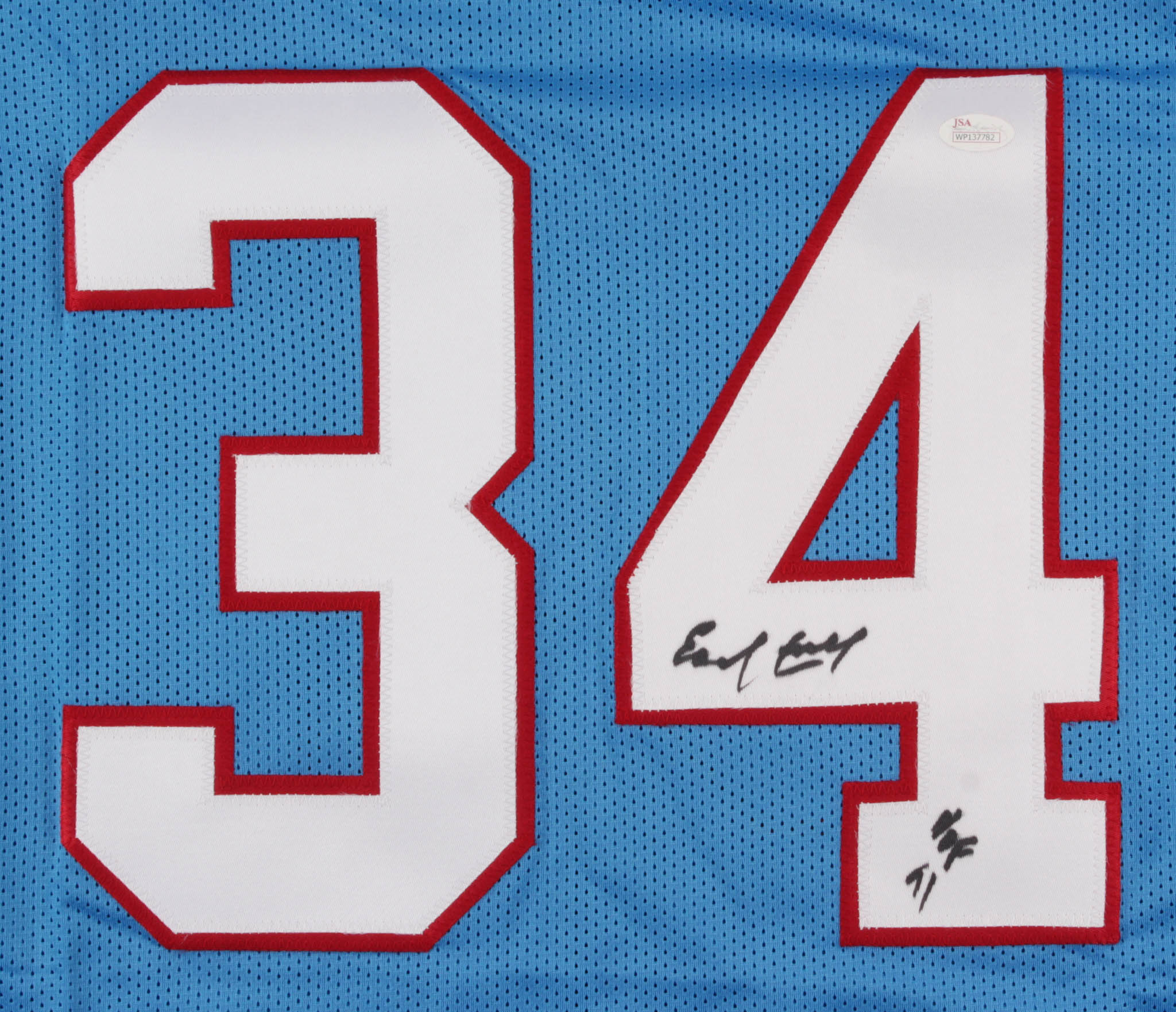 Earl Campbell Signed Houston Oilers Jersey Inscribed "HOF 91" (JSA COA) at PristineAuction.com Earl Campbell Signed Houston Oilers Jersey Inscribed "HOF 91" (JSA COA) at PristineAuction.com