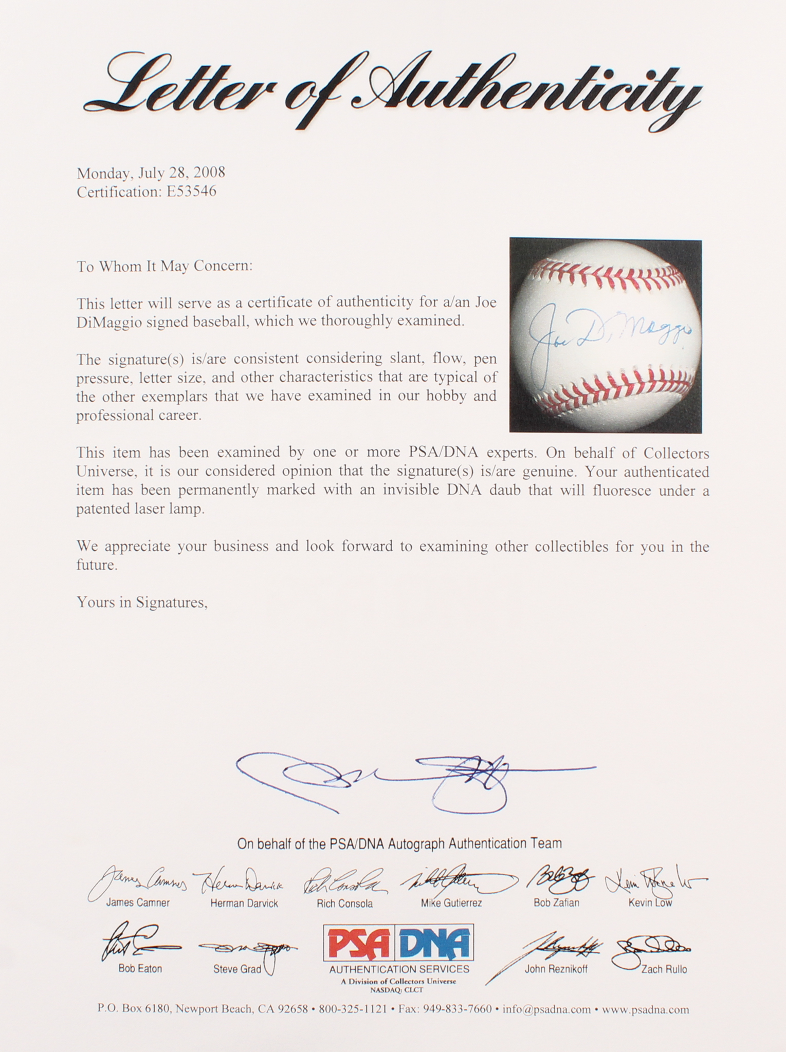 Joe DiMaggio Single Signed OAL Baseball (PSA LOA) at PristineAuction.com Joe DiMaggio Single Signed OAL Baseball (PSA LOA) at PristineAuction.com