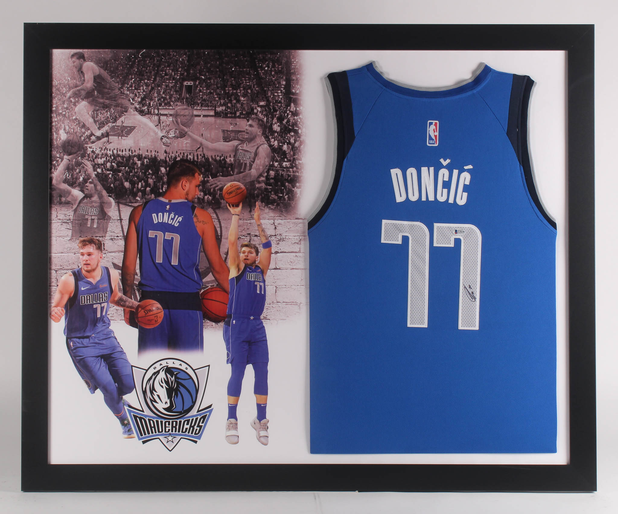 Luka Doncic Signed Dallas Mavericks 35.5x43.5 Custom Framed Jersey Display (Beckett Hologram) at PristineAuction.com Luka Doncic Signed Dallas Mavericks 35.5x43.5 Custom Framed Jersey Display (Beckett Hologram) at PristineAuction.com