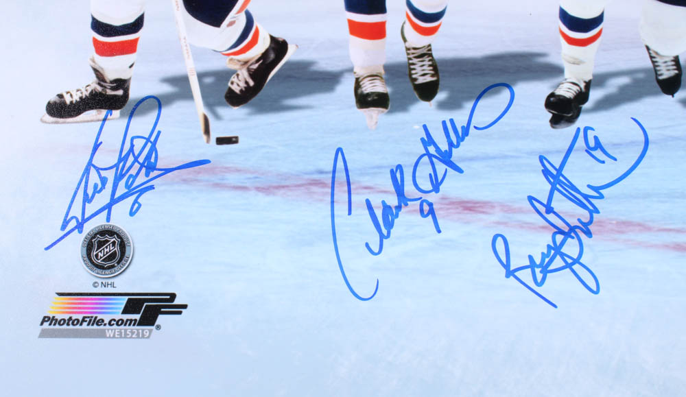 New York Islanders Retired Numbers 16x20 Photo Signed by (6) with Denis Potvin, Clark Gillies, Bryan Trottier, Mike Bossy (MAB Hologram) at PristineAuction.com New York Islanders Retired Numbers 16x20 Photo Signed by (6) with Denis Potvin, Clark Gillies, Bryan Trottier, Mike Bossy (MAB Hologram) at PristineAuction.com