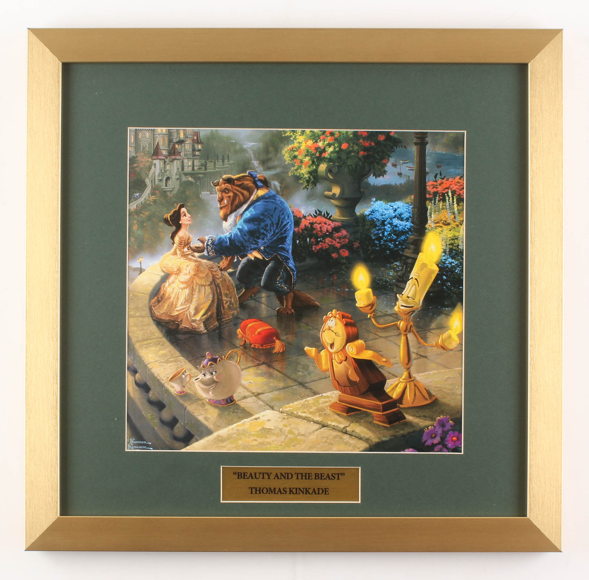 Thomas Kinkade Walt Disney's "Beauty and the Beast" 17.5x18 Custom Framed Print at PristineAuction.com Thomas Kinkade Walt Disney's "Beauty and the Beast" 17.5x18 Custom Framed Print at PristineAuction.com